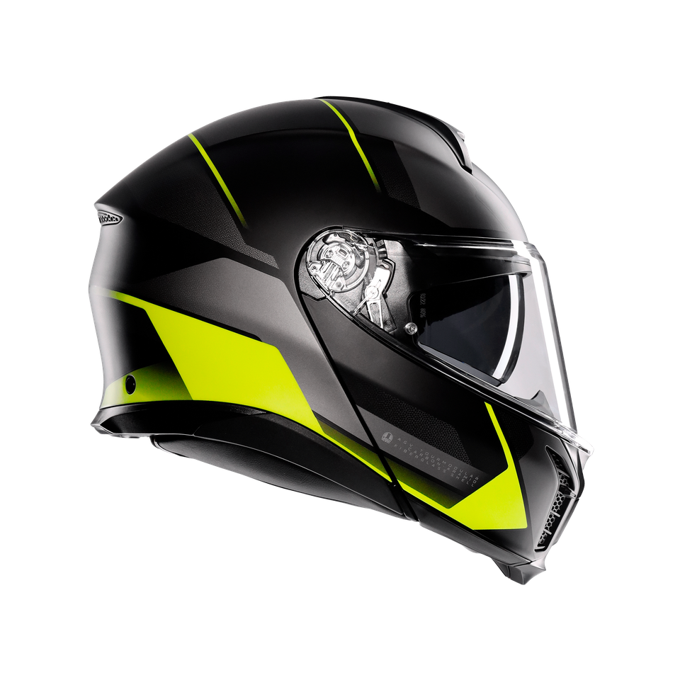 TOURMODULAR PERCEPTION MATT BLACK/YELLOW FLUO - MOTORBIKE FLIP UP HELMET E2206