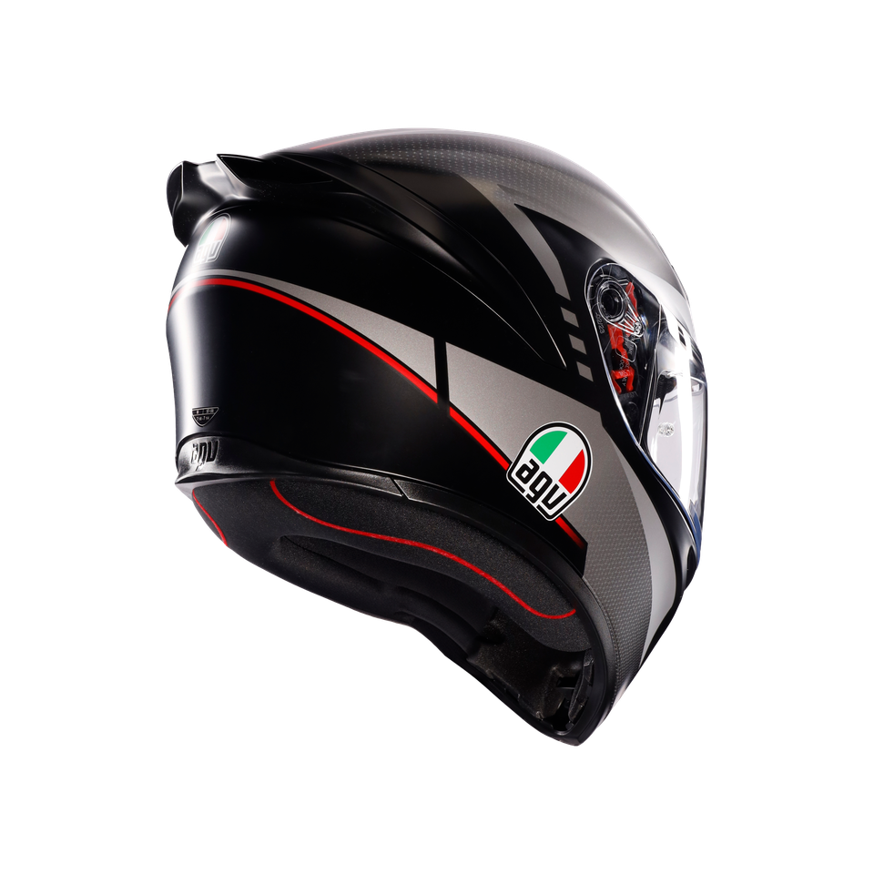 K1 S LAP MATT BLACK/GREY/RED - MOTORBIKE FULL FACE HELMET E2206