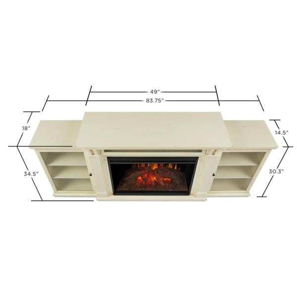 Tracey Grand 84 in. Electric Fireplace TV Stand Entertainment Center in Distressed White