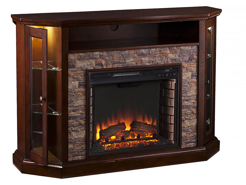 Redden Wall/Corner Electric Fireplace TV Stand in Espresso