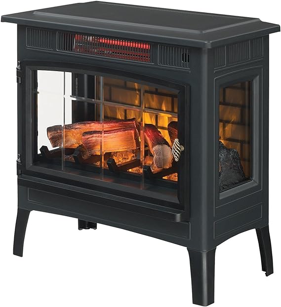 Duraflame Electric Infrared Quartz Fireplace Stove with 3D Flame Effect, Black