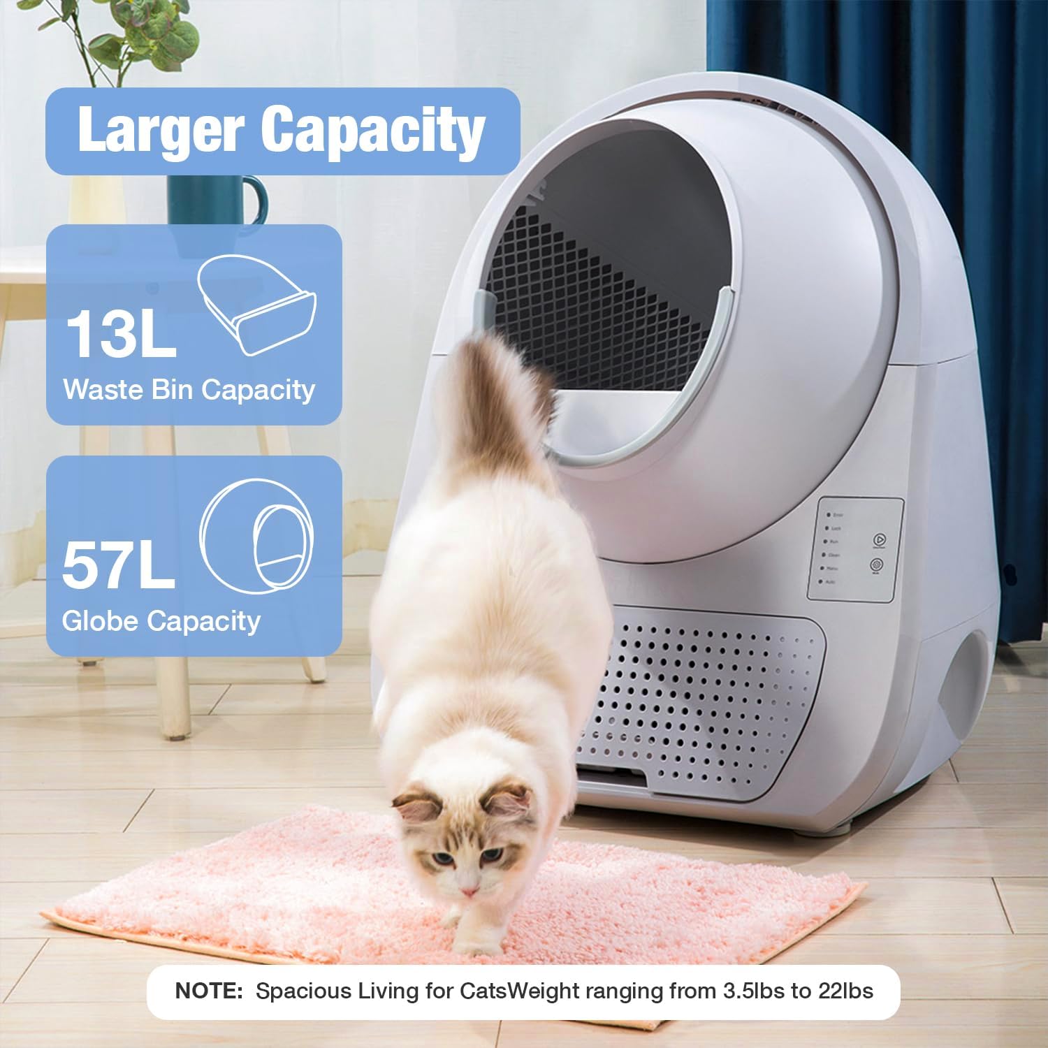 CATLINK Self Cleaning Cat Litter Box, Automatic Cat Litter Box, Double Odor Removal, Cat Litter Box for Cats from 3.5 pounds to 22 pounds (Young Version)