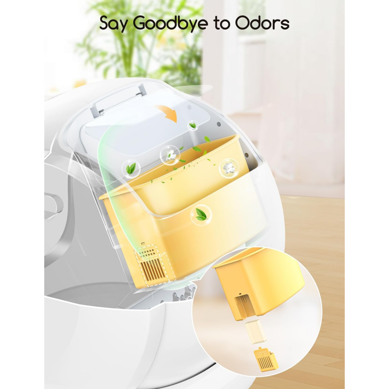 MeoWant Self-Cleaning Cat Litter Box, 75L Extra Large Open Automatic Cat Litter Box for Multi Cats, Integrated Safety Protection/APP Control/Odor Removal Smart Litter Box with Mat & Liner