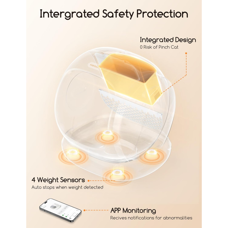 MeoWant Self-Cleaning Cat Litter Box, 75L Extra Large Open Automatic Cat Litter Box for Multi Cats, Integrated Safety Protection/APP Control/Odor Removal Smart Litter Box with Mat & Liner