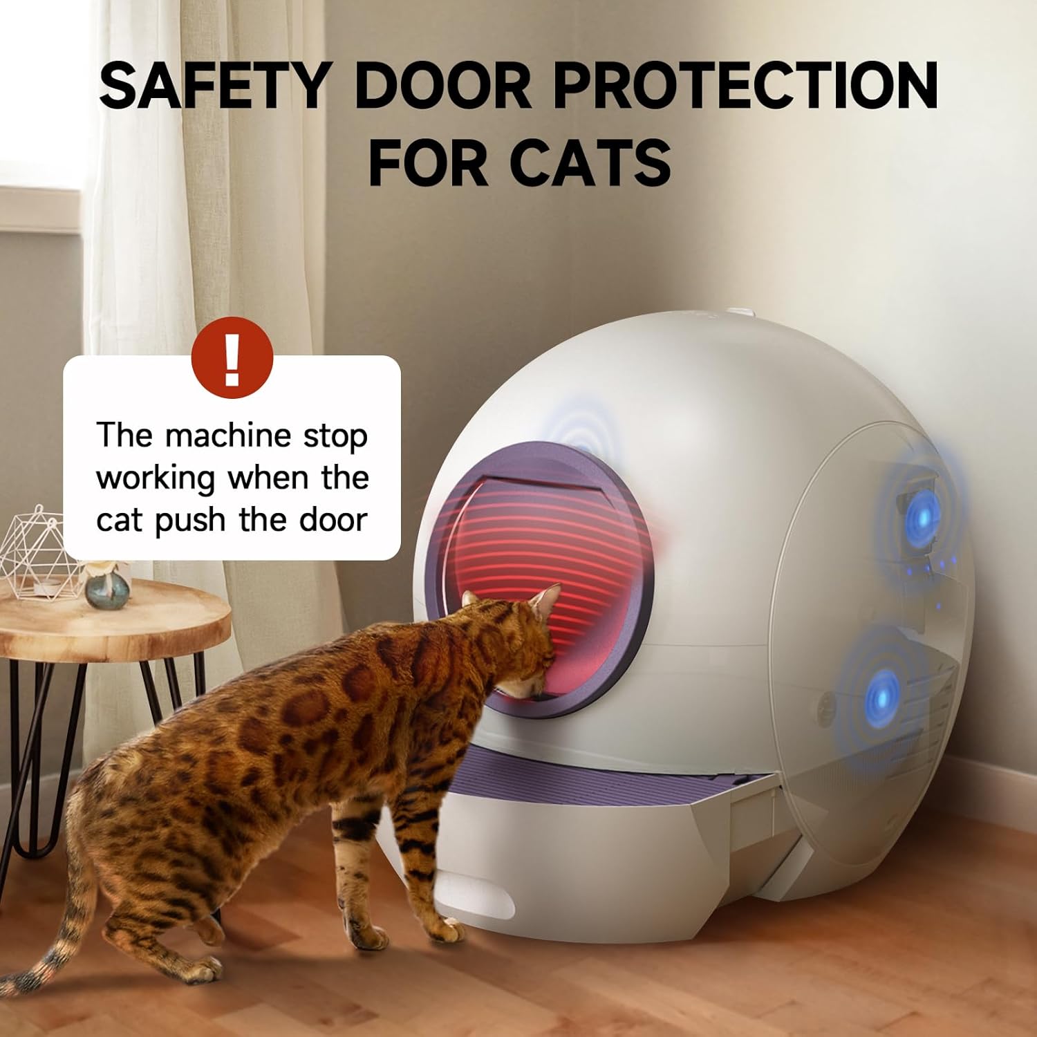 Self Cleaning Litter Box for Cats, Nafcefi Automatic Cat Litter Box Self Cleaning Extra Large, Robot Litter Box Self Cleaning App Control/Odor Removal/Safety Protection Litter Box