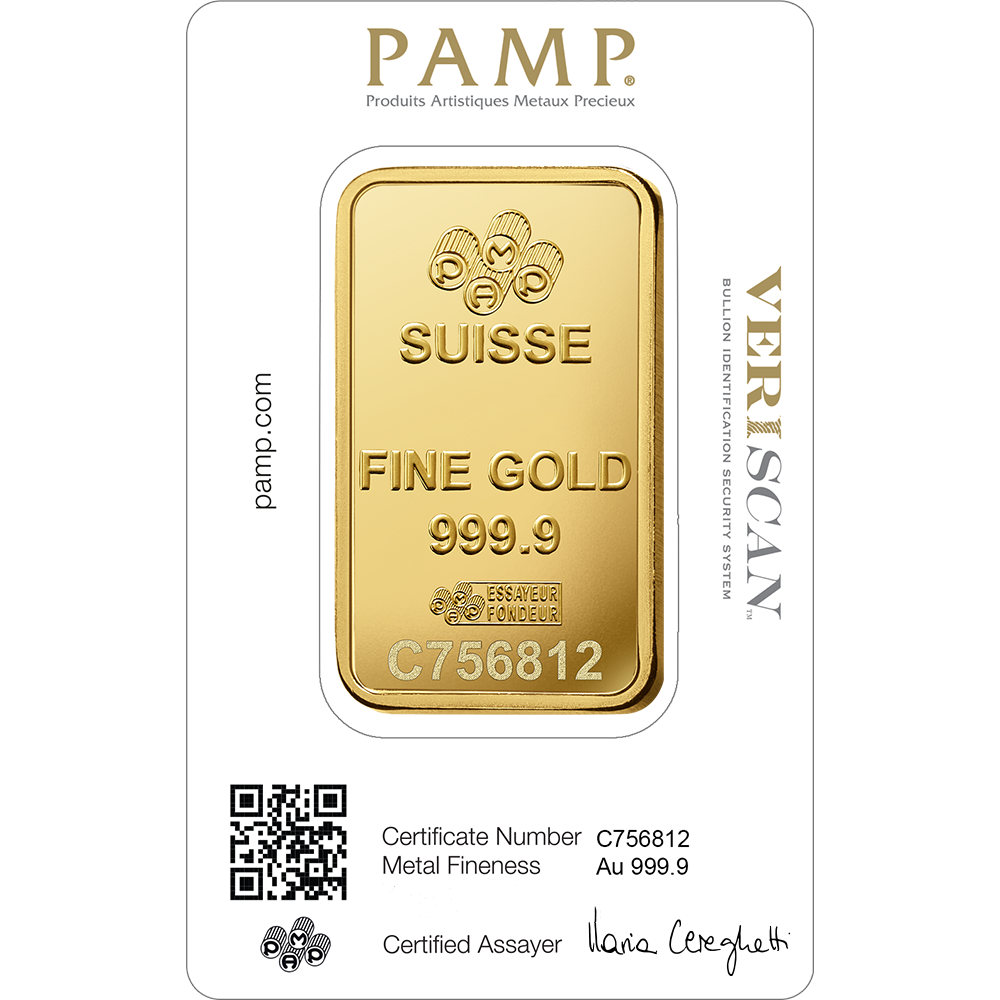 5 Gram Gold Bar PAMP Suisse Lady Fortuna Veriscan