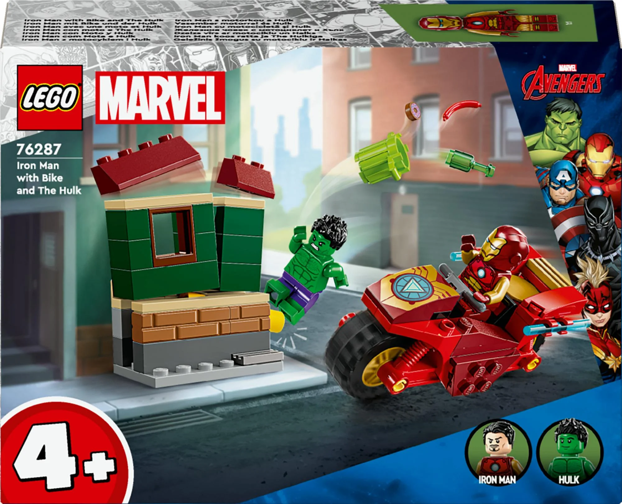 LEGO 76287 Marvel Super Heroes Iron Man with Bike and the Hulk