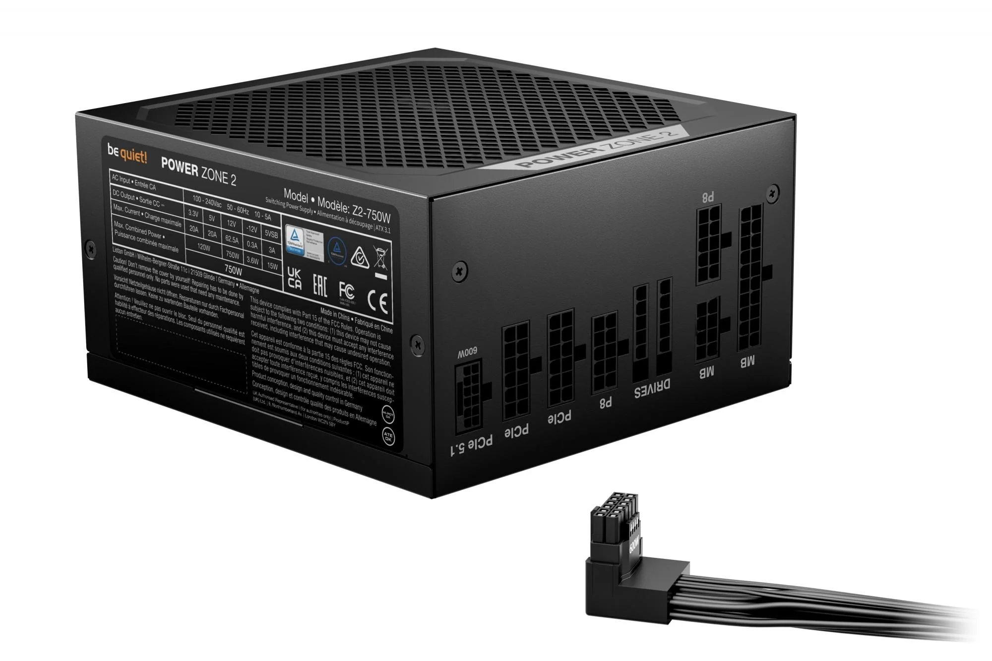 Be quiet POWER ZONE 2 750W (black. 1x 12 pin high power GPU. 3x PCIe. 750 watts)