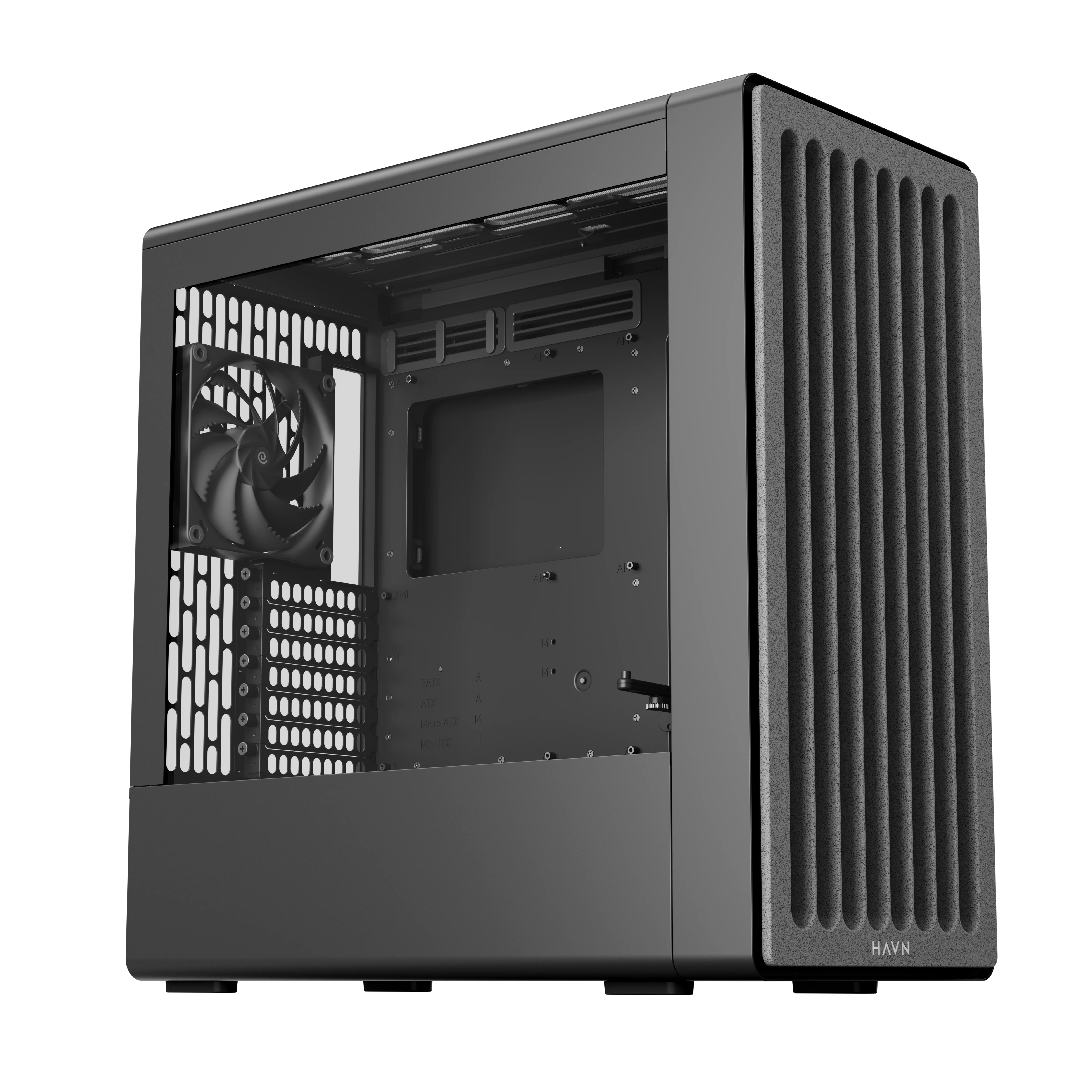 HAVN BF 360 Flow – sort Mid Tower kabinet med præinstallerede high-performance fans