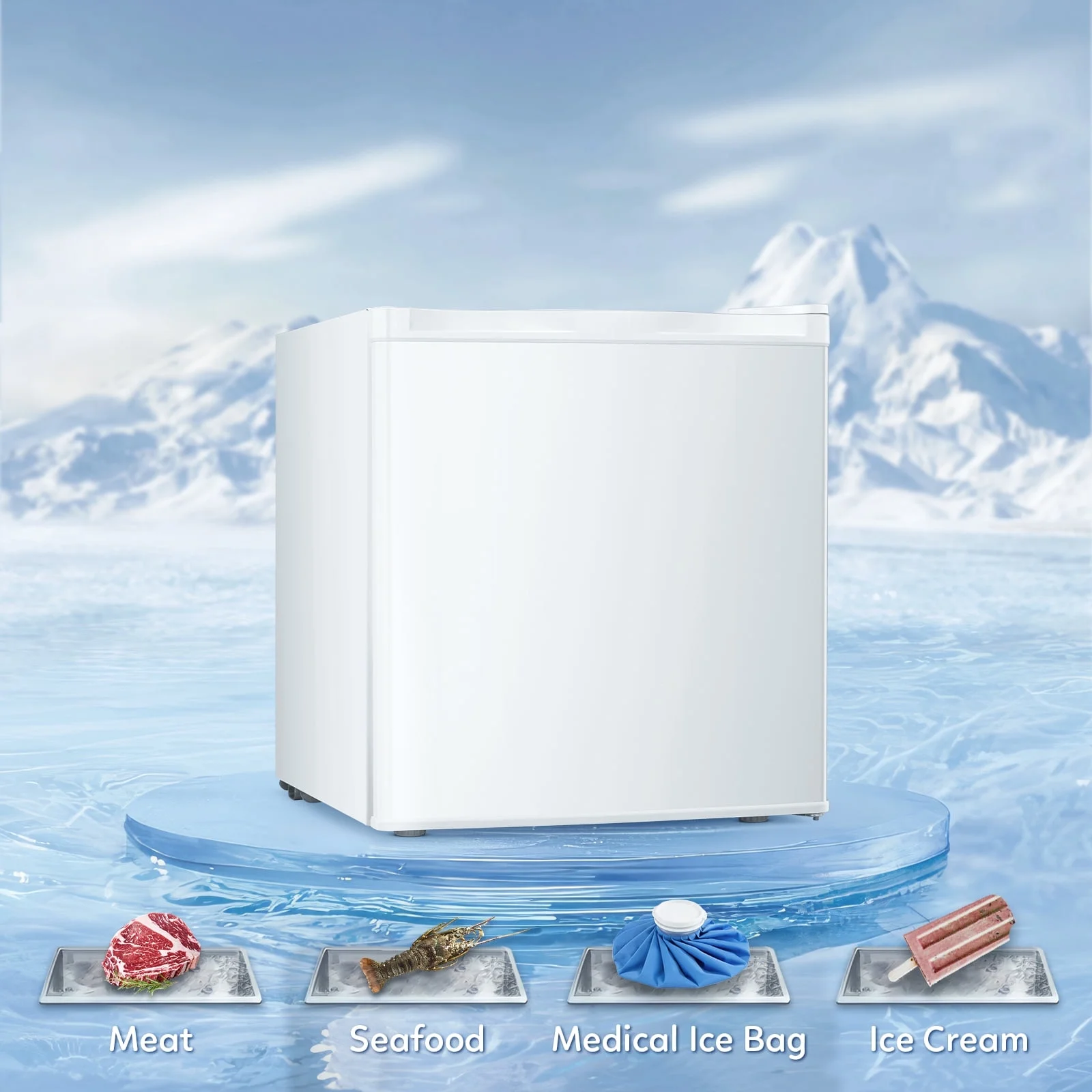 KNDKO Upright Freezer, 1.2cu.ft Mini Freezer with Adjustable Thermostat & Removable Shelves, Stand Up Freezer for Home/Office/Dorm, White