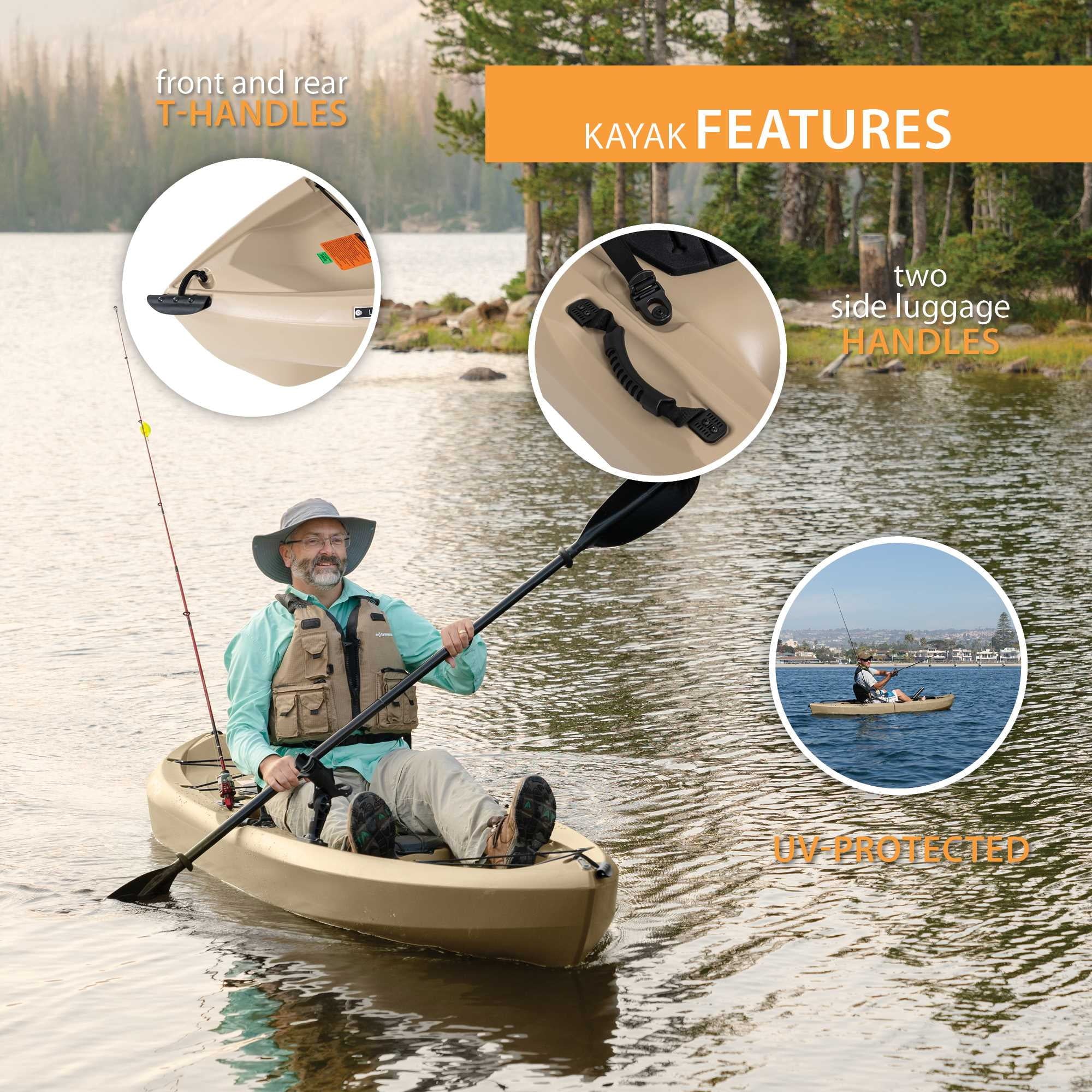 Lifetime Tamarack Angler 10 ft Sit-on-Top Fishing Kayak, Tan (90508)