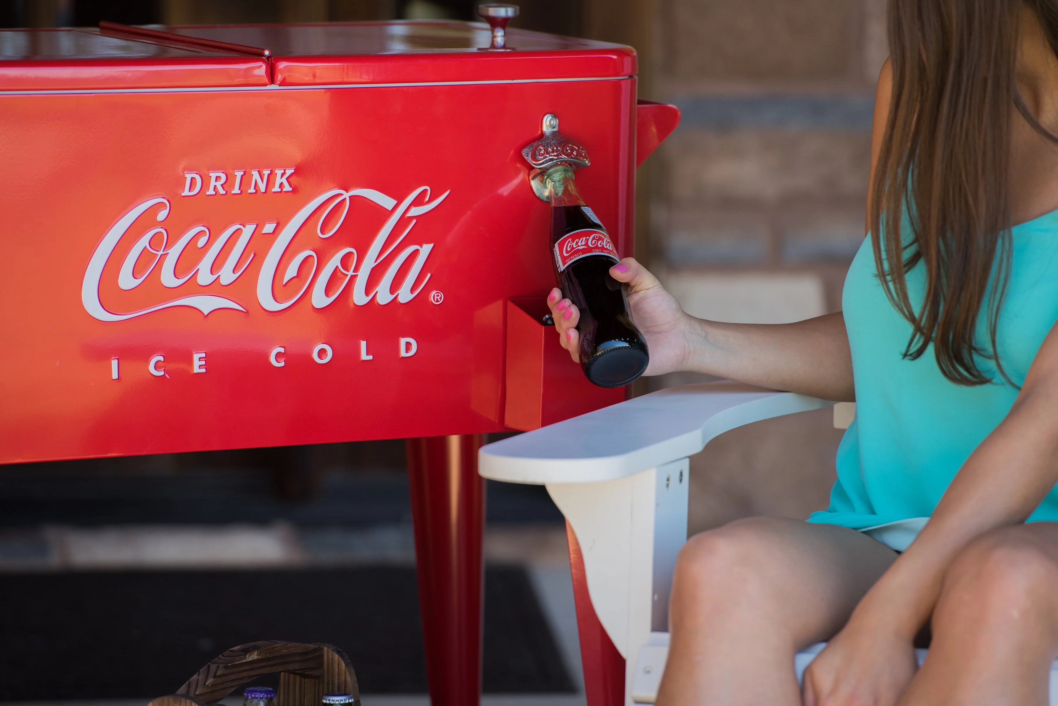 Leigh Country CP 98121 Coca-Cola Metal 80 Qt. Outdoor Patio Cooler - Red