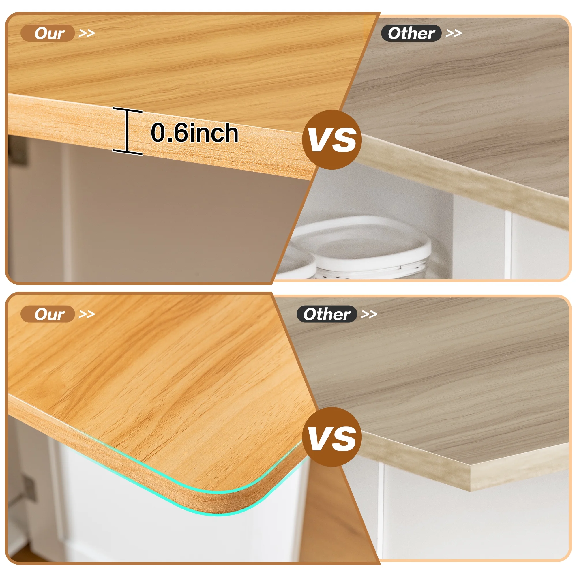 spanspace Folding Dining Table, Drop Leaf Dining Table with 6 Wheels and 2-Layer Storage Shelf, Space Saving Dining Table for Small Spaces,Folding Kitchen Table,White