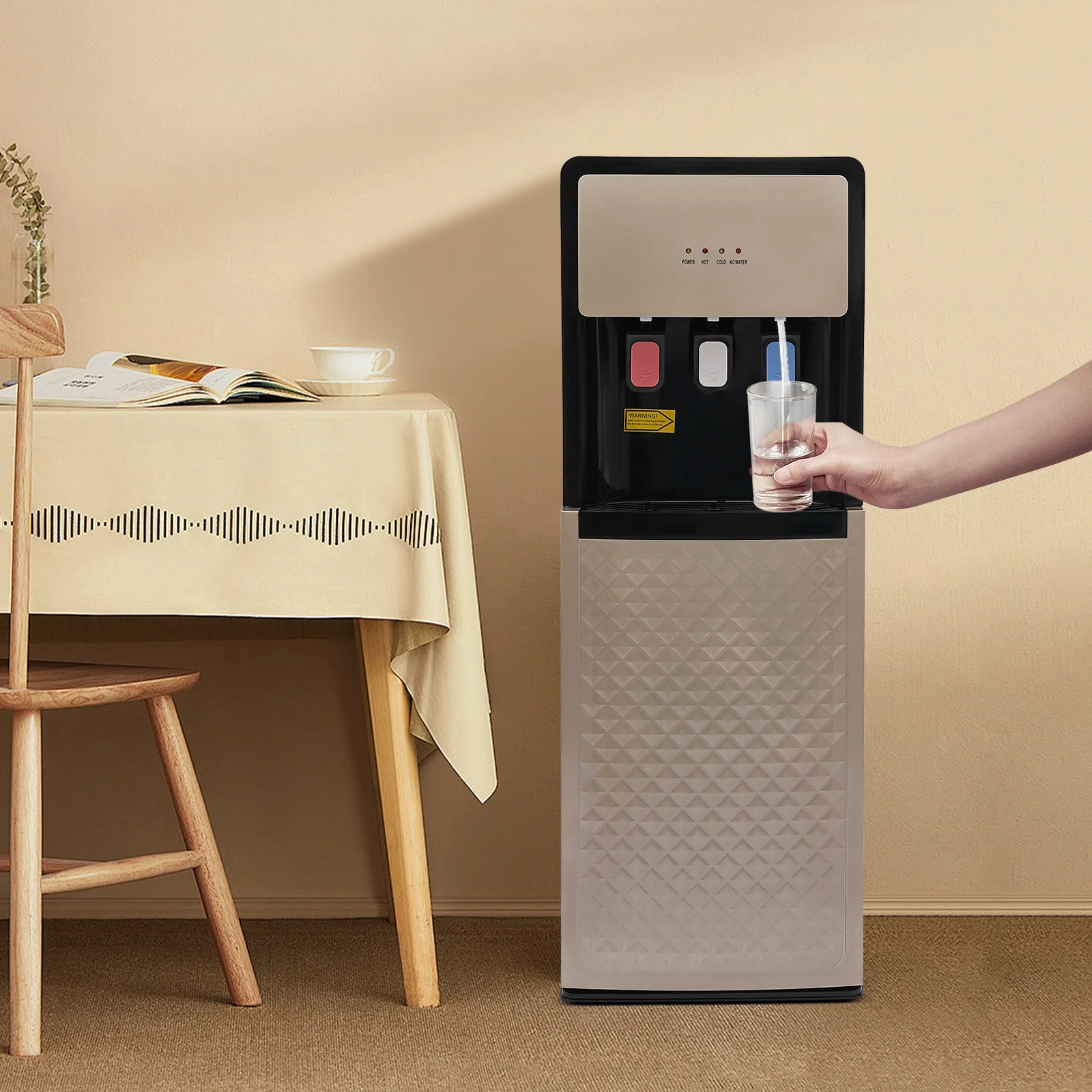 Champaign Gold 5 Gallon Water Dispenser, Bottom Loading Bottom Loading Hot Cold Water Cooler with 3 Temperature Settings, Ideal for Office, Home, Living Room