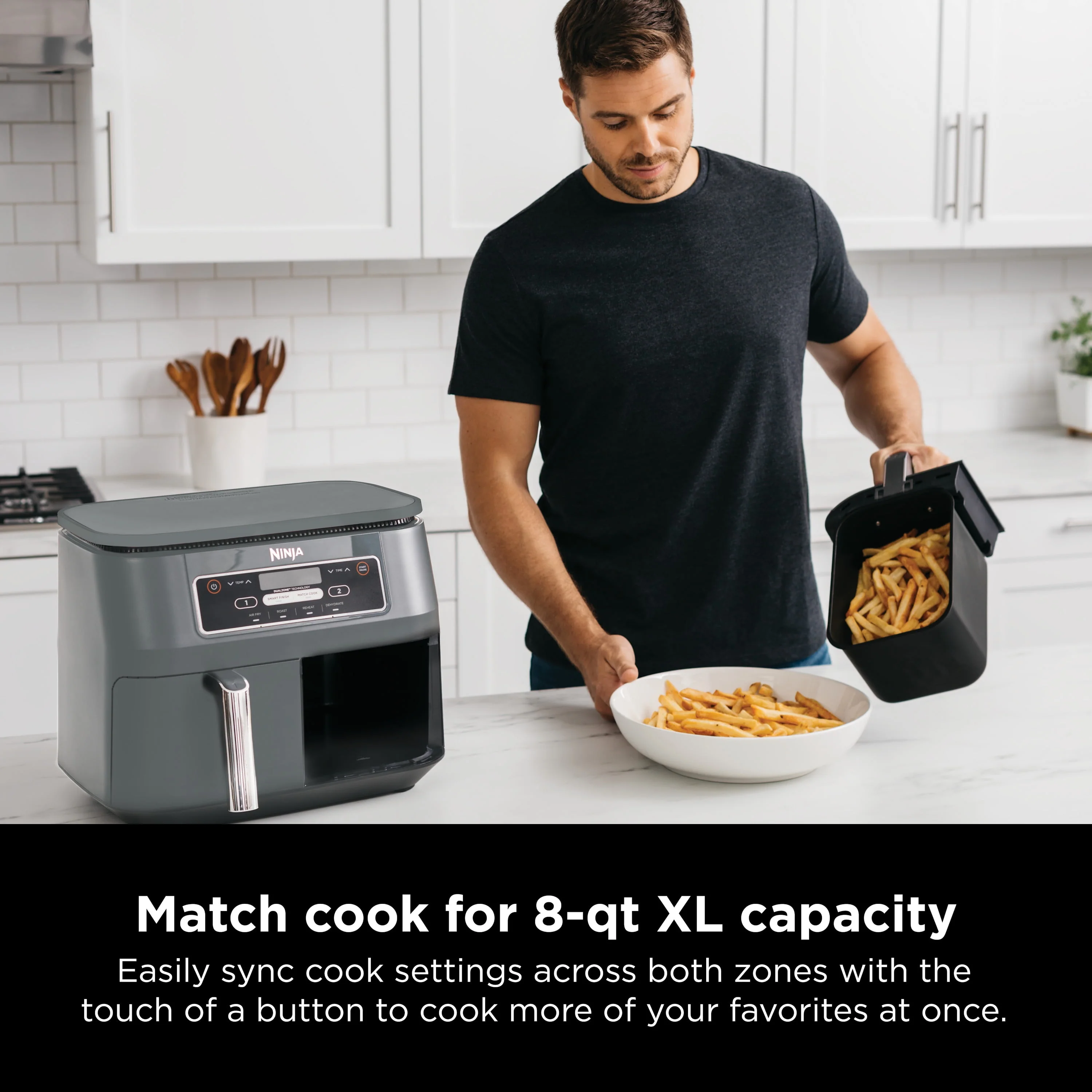 Ninja Foodi 4 in1 8-Quart. 2 Basket Air Fryer with DualZone Technology Air Fry, Roast, and More, DZ100WM