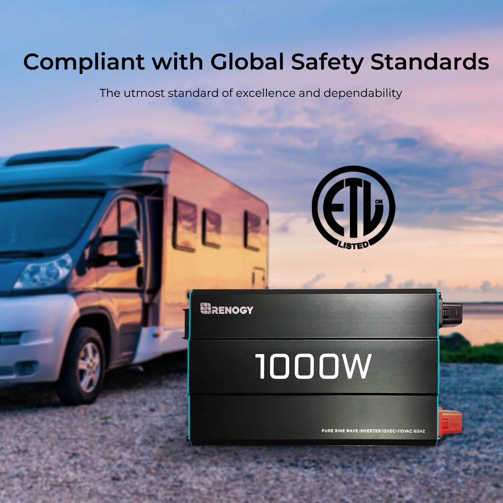 Renogy 2000W Pure Sine Wave Inverter, Power Inverter DC 12V to AC 120V, Built-in 5V/2.1A USB / Hardwire Port, Remote Controller