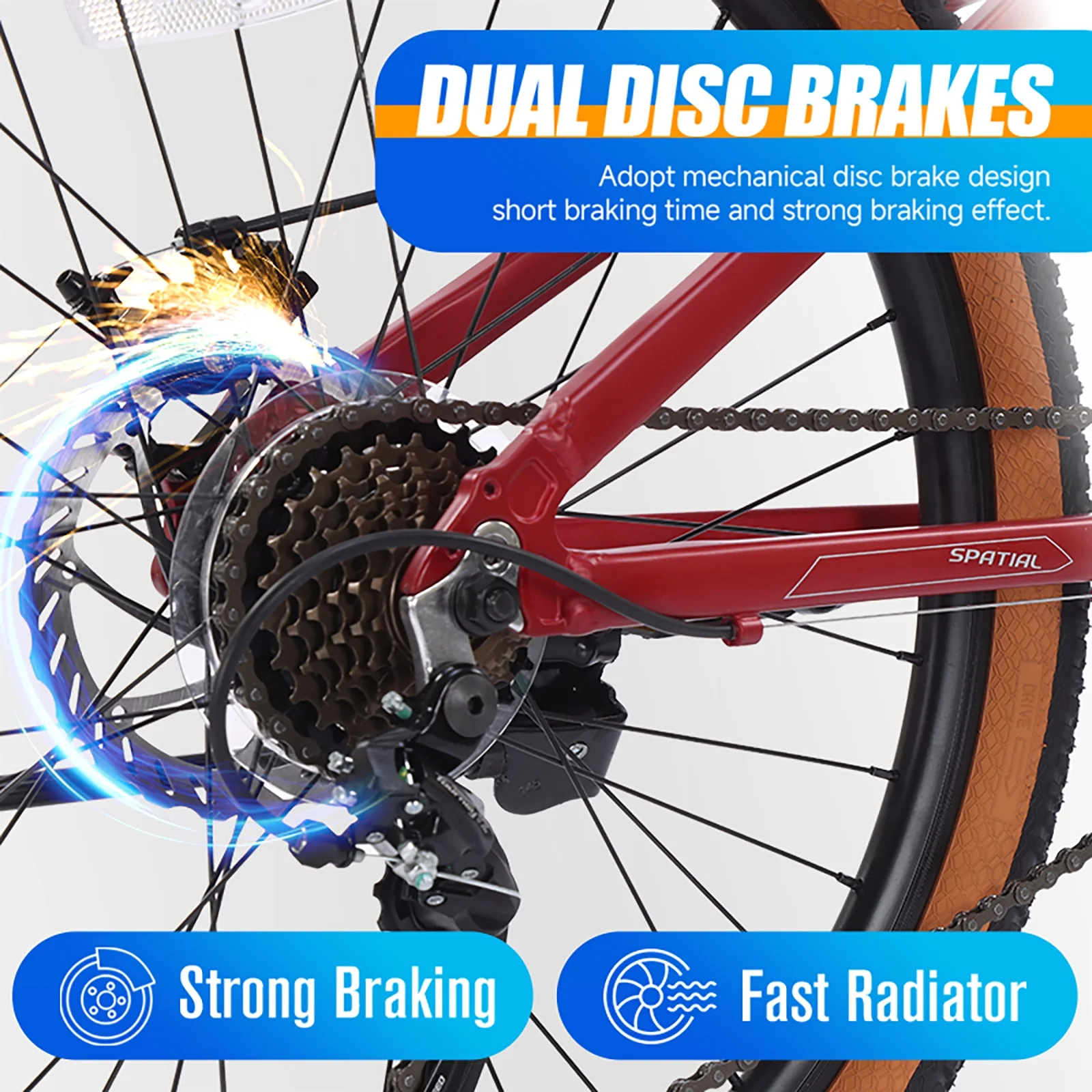 SPATIAL 24 inch Mountain Bicycle for Teenagers,21-Speed Gears MTB Mountain Bikes,Aluminum Frame Dual Disc Brakes