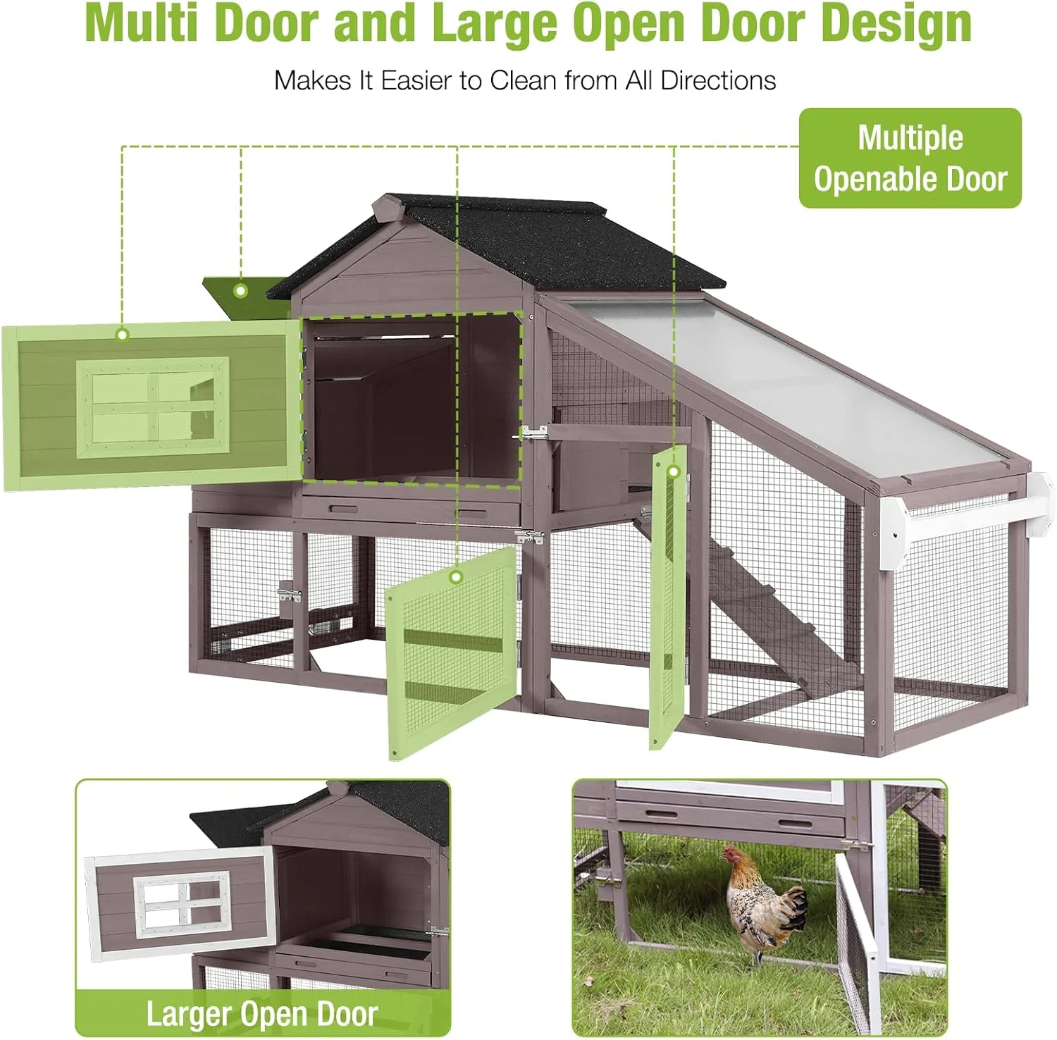 BUTINGLALE Chicken Coop Mobile Chicken House On Wheel Outdoor Rabbit Hutch for 2-4 Chickens 67