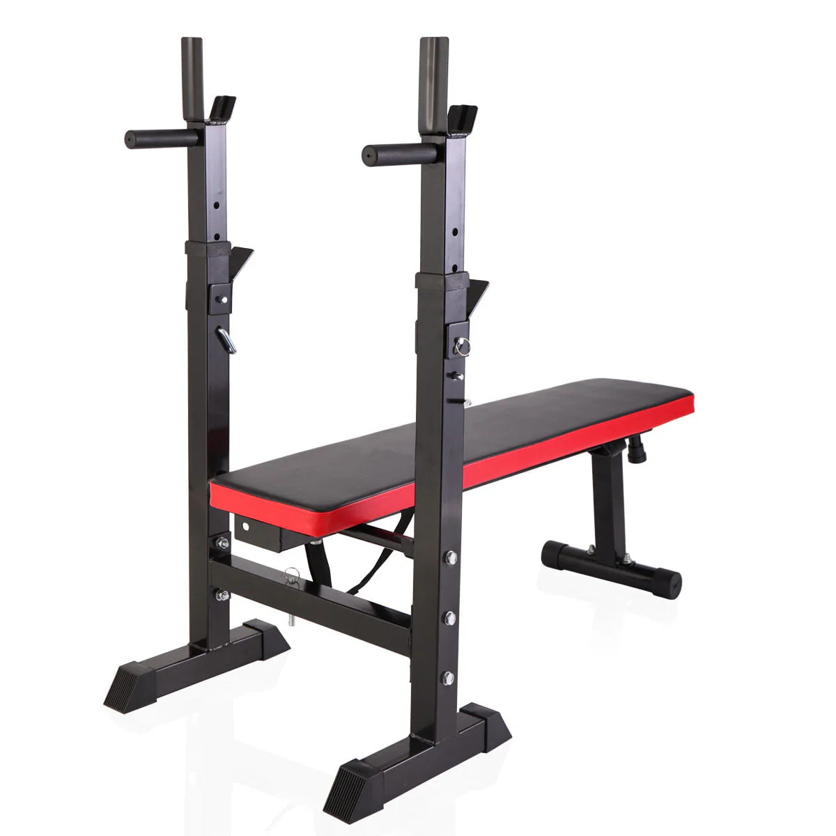 Kepooman Adjustable Folding Fitness Barbell Rack & Weight Bench Set for Home Gym, Strength Training