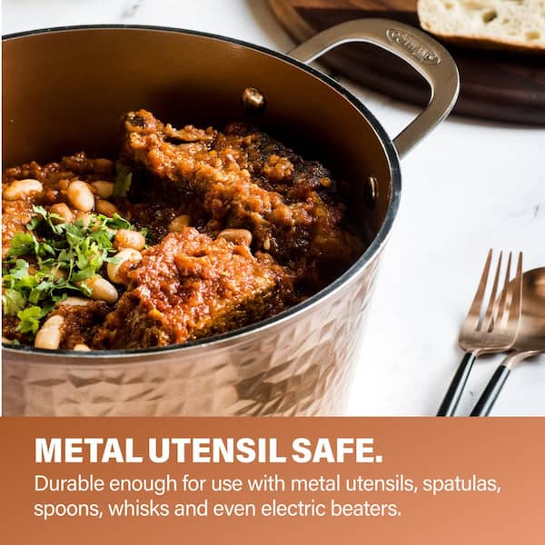 Hammered Copper 10-Piece Aluminum Non-Stick Cookware Set with Glass Lids