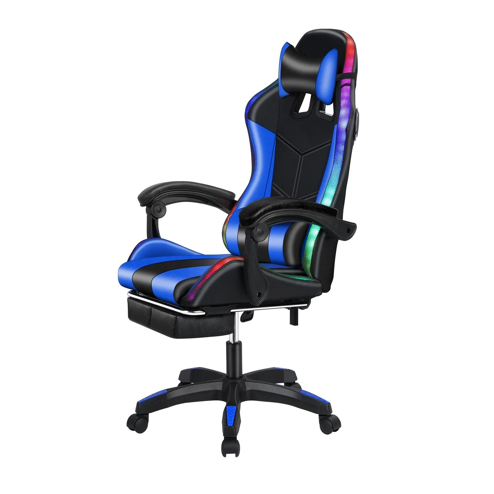 Gaming Chair with Bluetooth-compatible Speakers and RGB LED Lights, Ergonomic Massage Computer Chair with Height Adjustable, Video Game Chair High Back with Lumbar Support