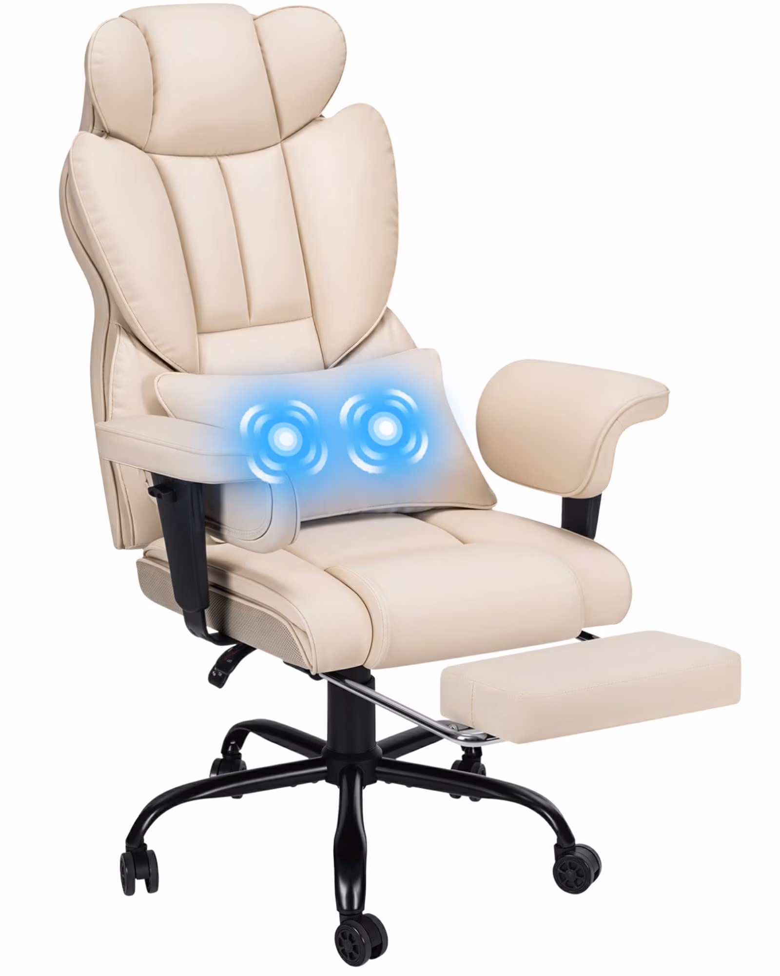 Hoffree Big and Tall Fabric Office Chair 450lbs, Executive Desk Chair with Massage Ergonomic  Computer Chair with Footrest Reclining Desk Office Chair with Lumbar Support for Home Office