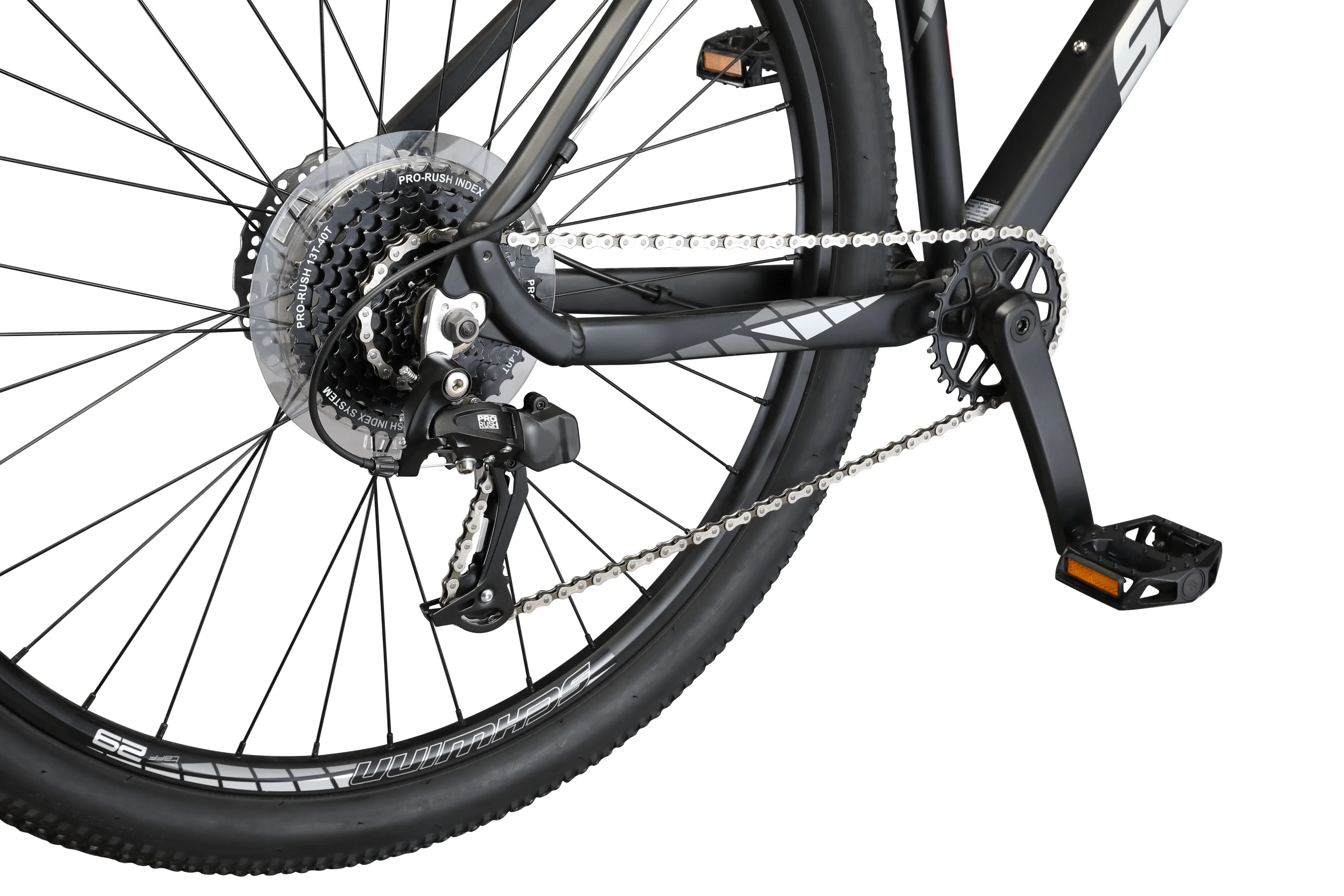 Taff Mountain Bike, 29-Inch Wheels, 8 Speeds, Black / White