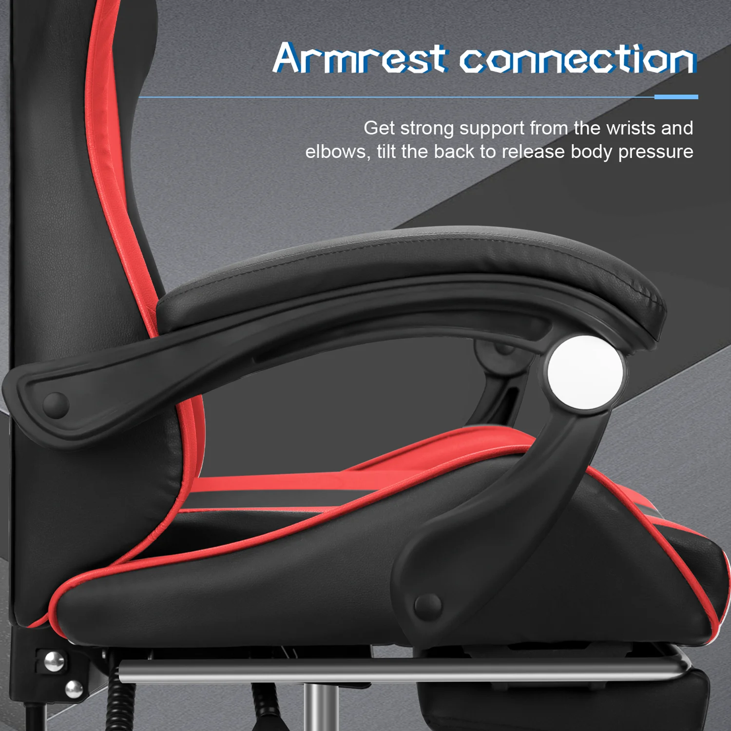 Gaming Chair with Adjustable Footrest,Eighteentek High Back Office Chair with Lumbar Support & Adjustable Headrest Video Game Chairs for Adults Black