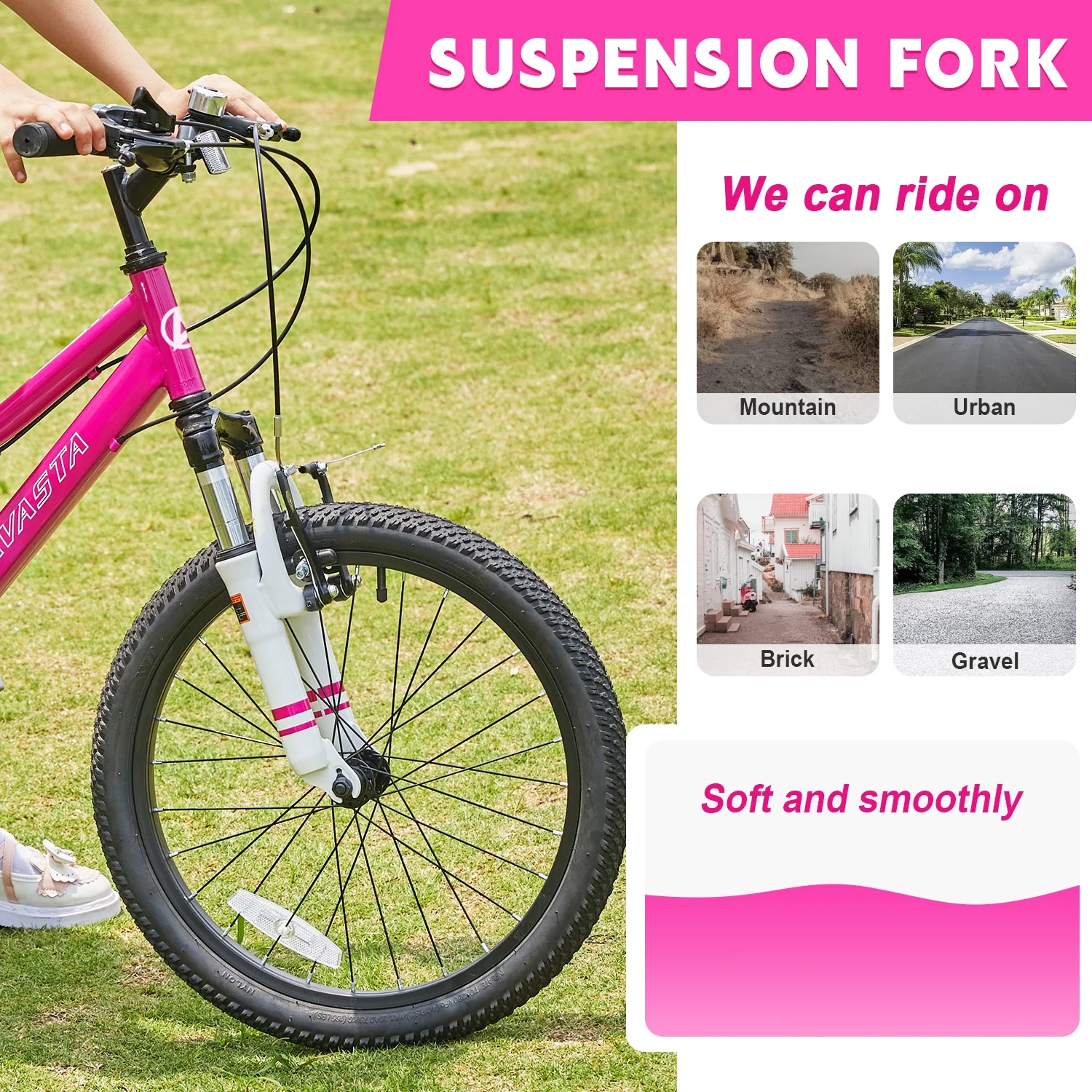 AVASTA 20'' Big Kids Mountain Bike for Age 6 7 8 9 10 11 12 Years Old Boys Girls Teen with Suspension Fork Front & Rear Dual Hand Brakes 6 Speeds Drivetrain, Cyan