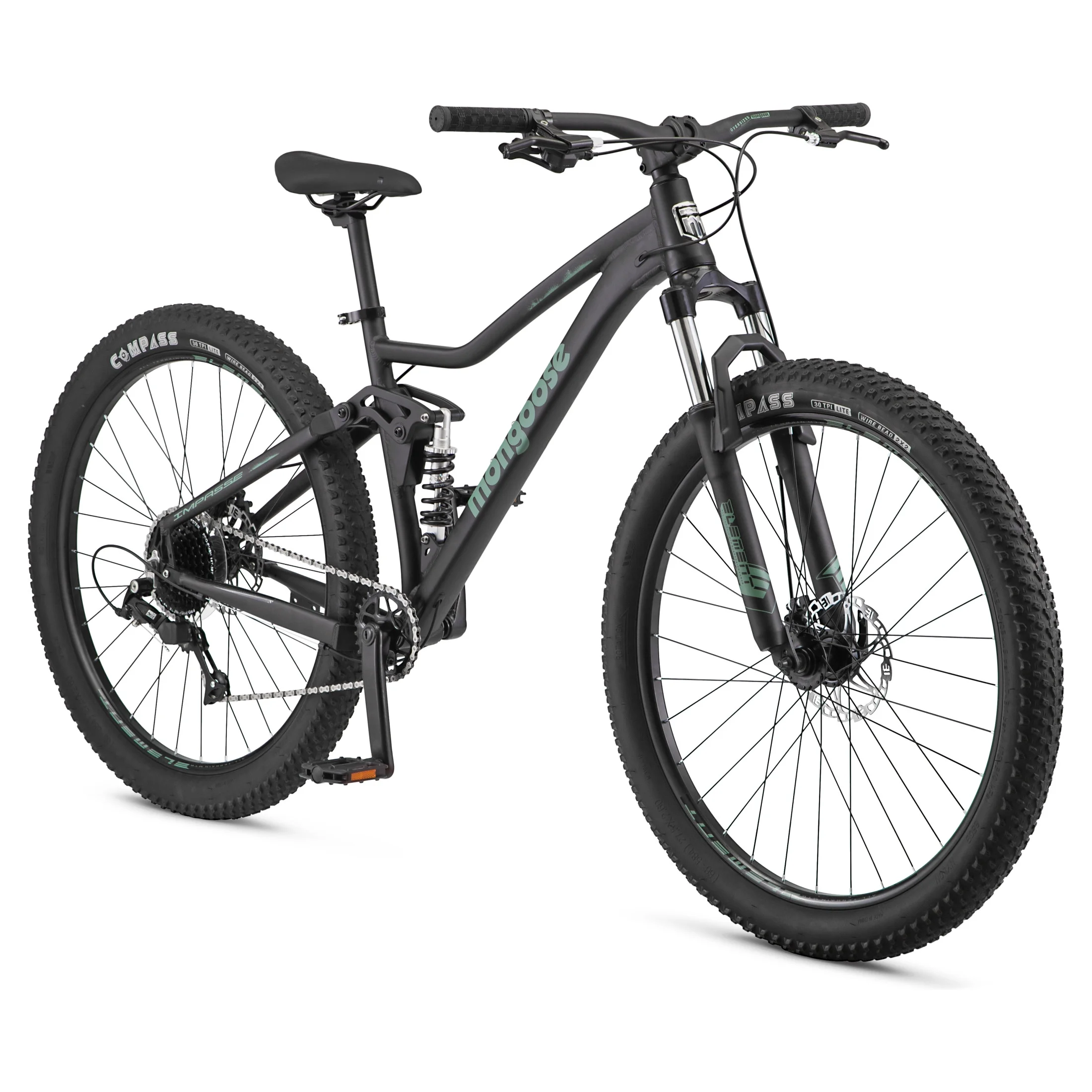 Mongoose Impasse Mountain Bike, 27.5 Inch Wheels, Ages 14+, Matte Black