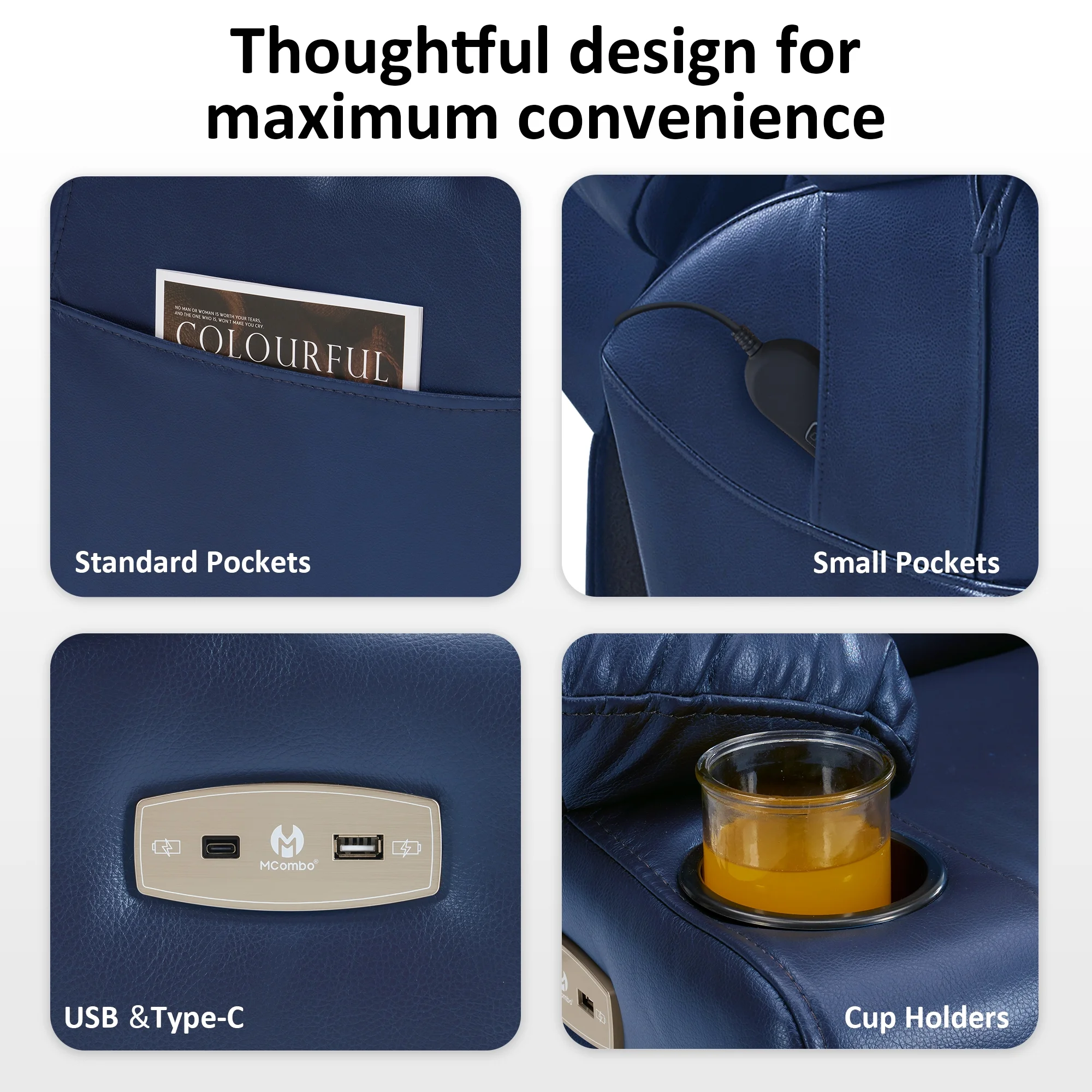 MCombo Triple Motor Power Lift Recliner for Elderly, Sleep Recliner Sofa with Adjustable Headrest, Faux Leather, Dark Brown