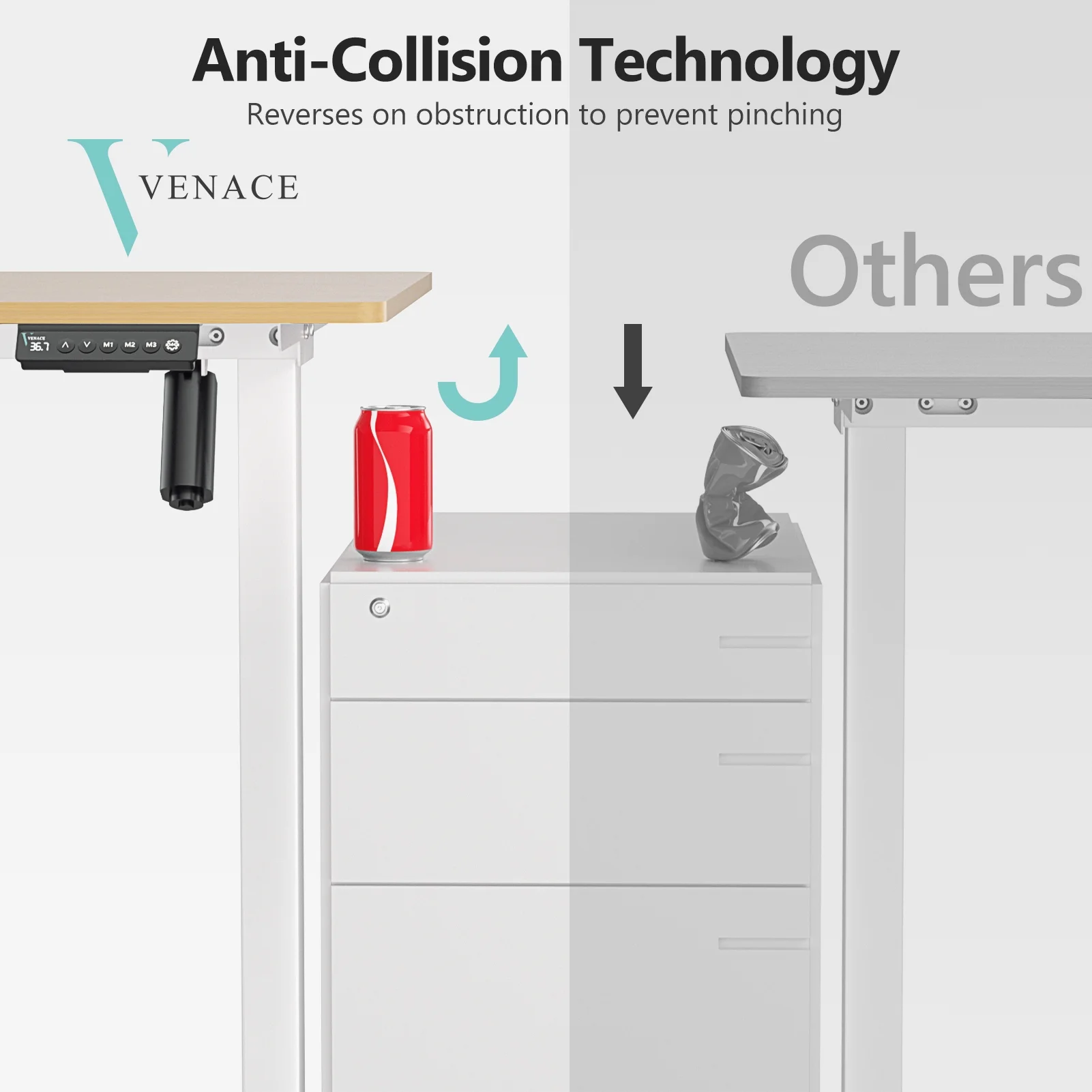 VVENACE Electric Standing Desk Height Adjustable Desk 48 inch 4 Memory Height Ergonomic Sit Stand up Desk for Home Office, White, 2 Split Boards