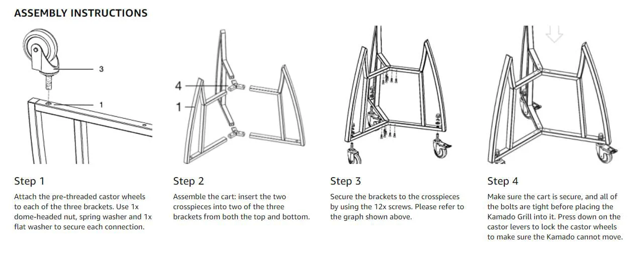 VESSILS Rolling Cart for BBQ Grill – Stainless Steel Egg Holder Compatible with 15 Inch Kamado Grill – Premium Grill Cart for Increased Mobility and Portability – Ideal for Outdoor Cooking