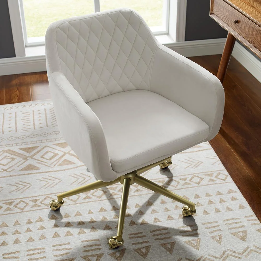 Linon Imogen Quilted Office Chair Off White