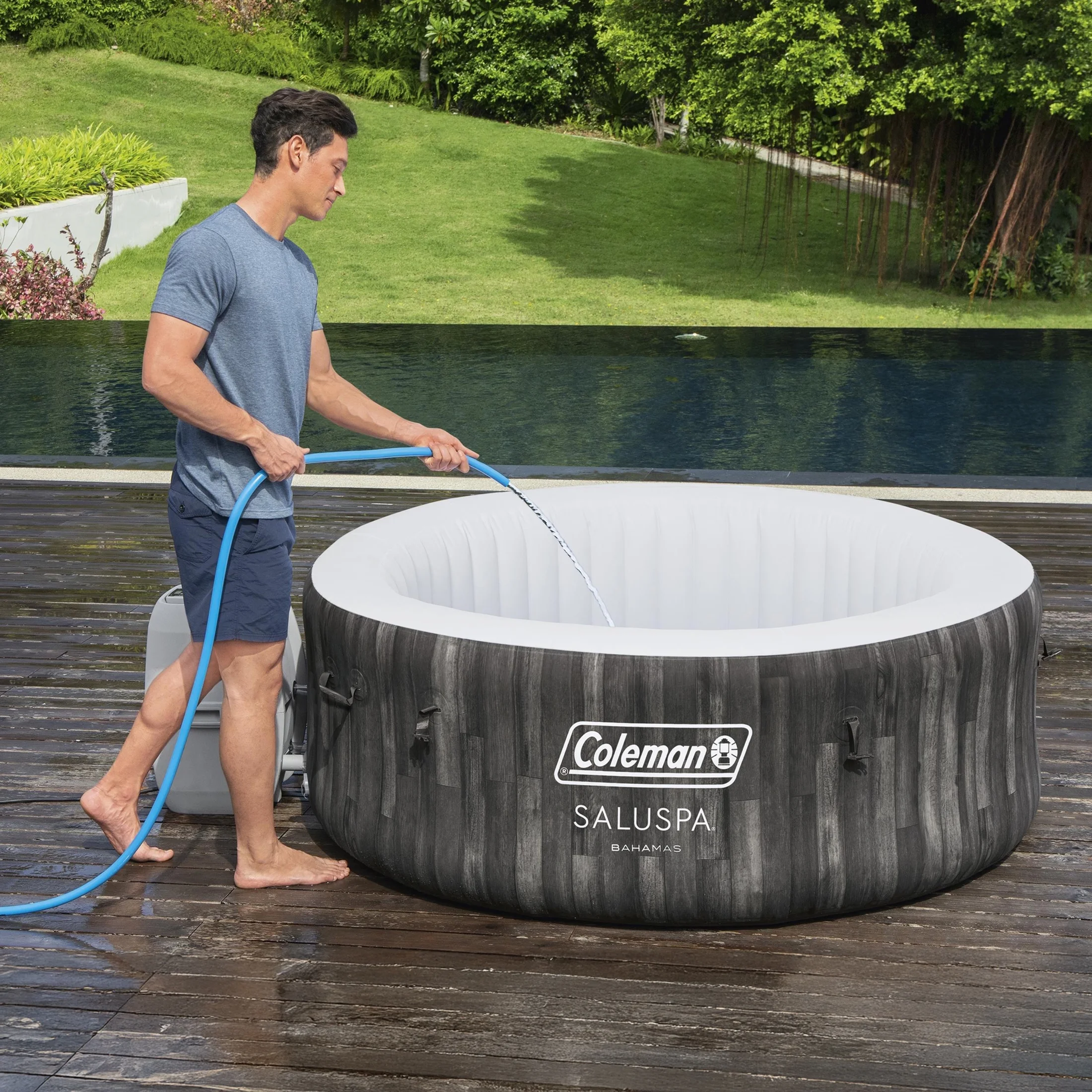 Coleman Bahamas AirJet Inflatable Outdoor Round Hot Tub 2-4 Person with Pump #P08411