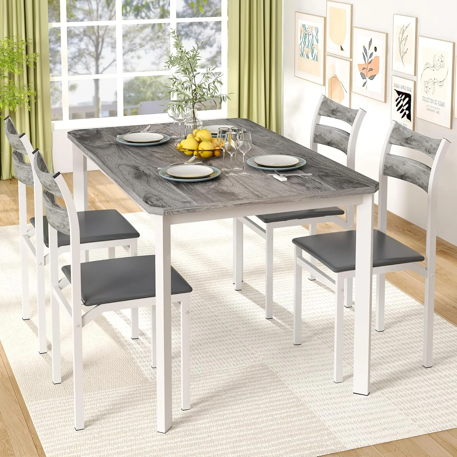 LinkRomat Dining Table Set for 4, 43.3