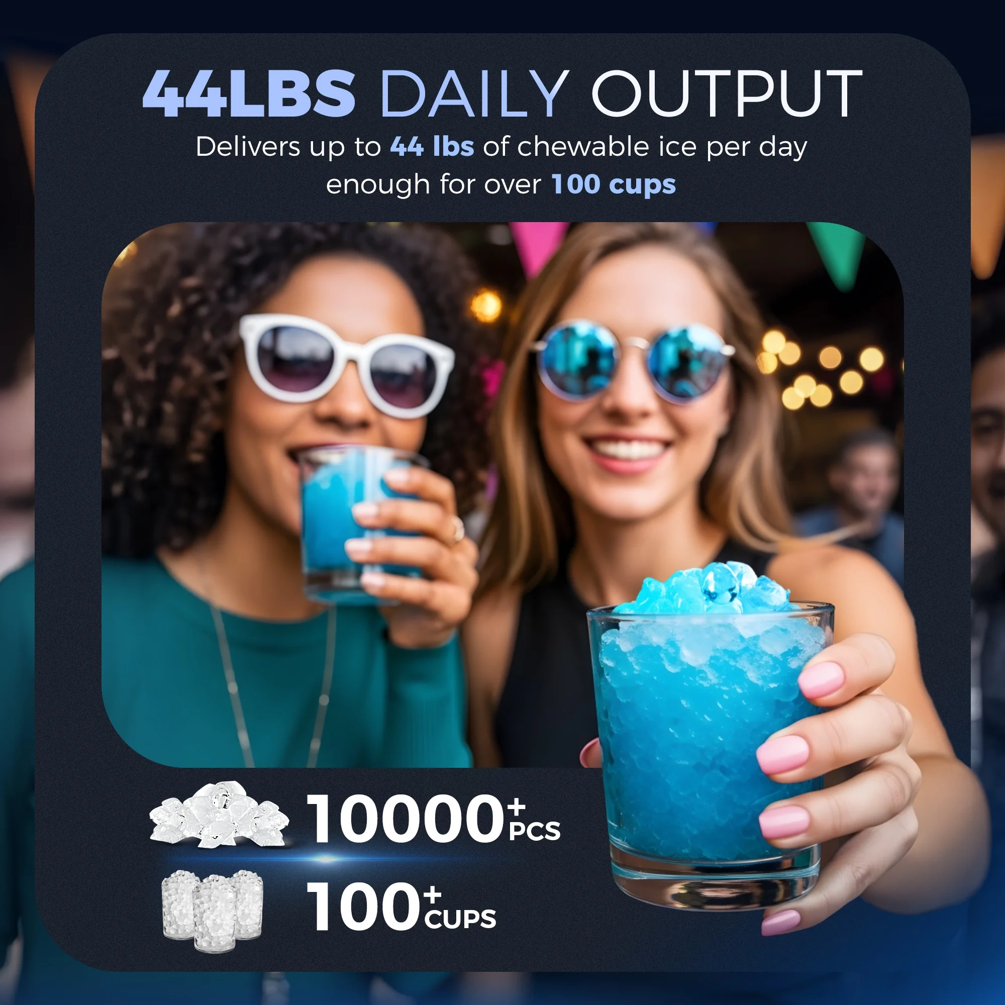 Simzlife Nugget Ice Maker Countertop, 44.9lbs per Day Chewable Pebble Nugget Ice Machine with Touch Screen for Home, Kitchen, Office, Stainless Steel, Black