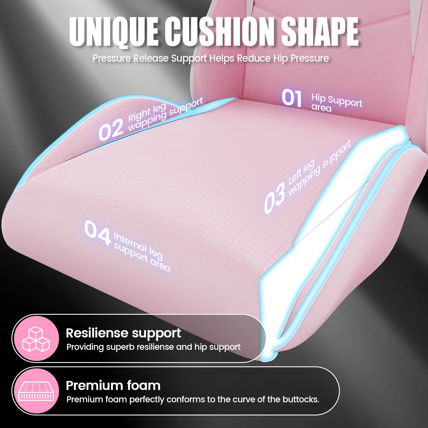 Bigzzia Gaming Chair Office Chair, Ergonomic Game Chair with Height Adjustable Headrest and Lumbar Support for Adults Teens, Black & White