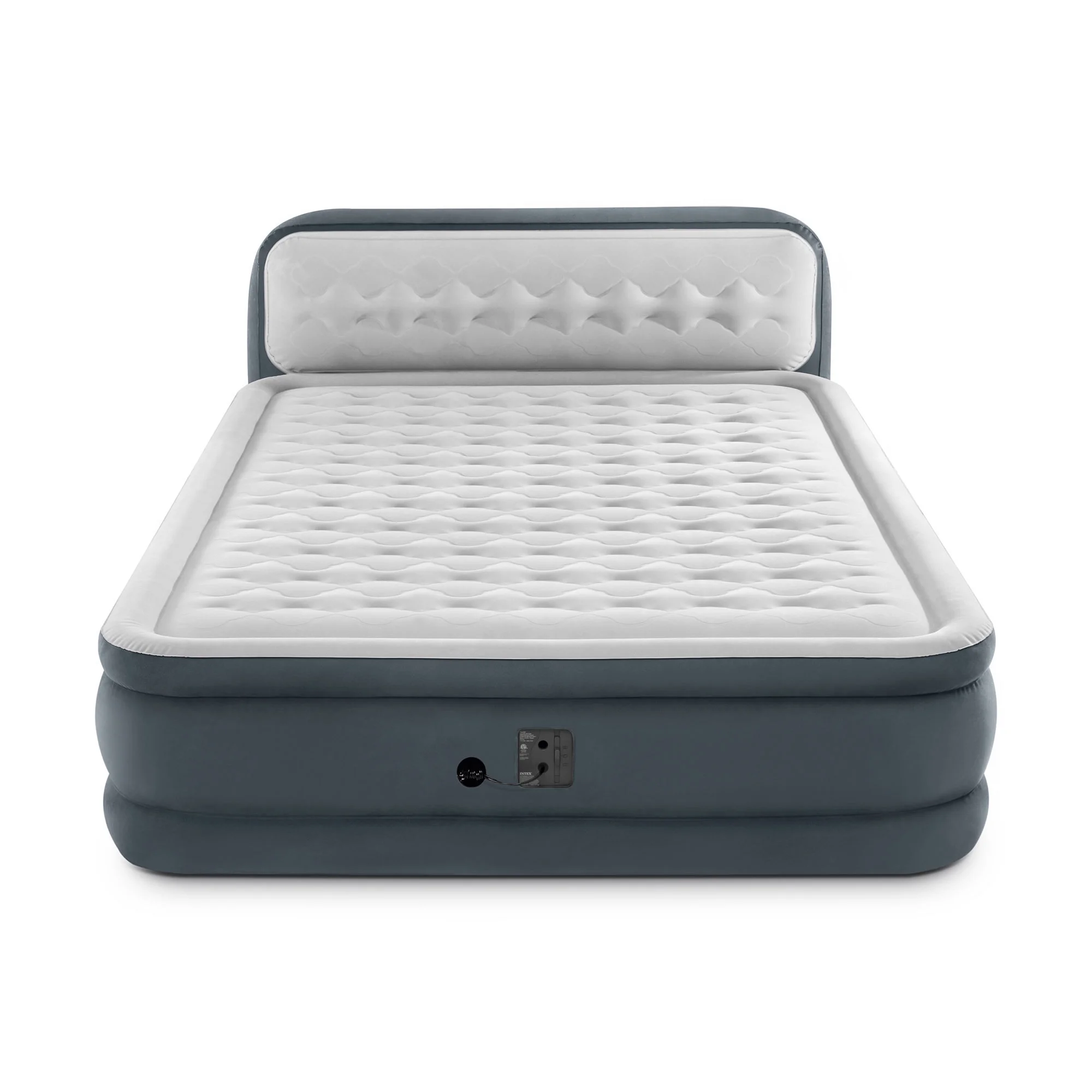 Open Box Intex Dura-Beam Deluxe Plush Headboard Queen Mattress Built-In Pump