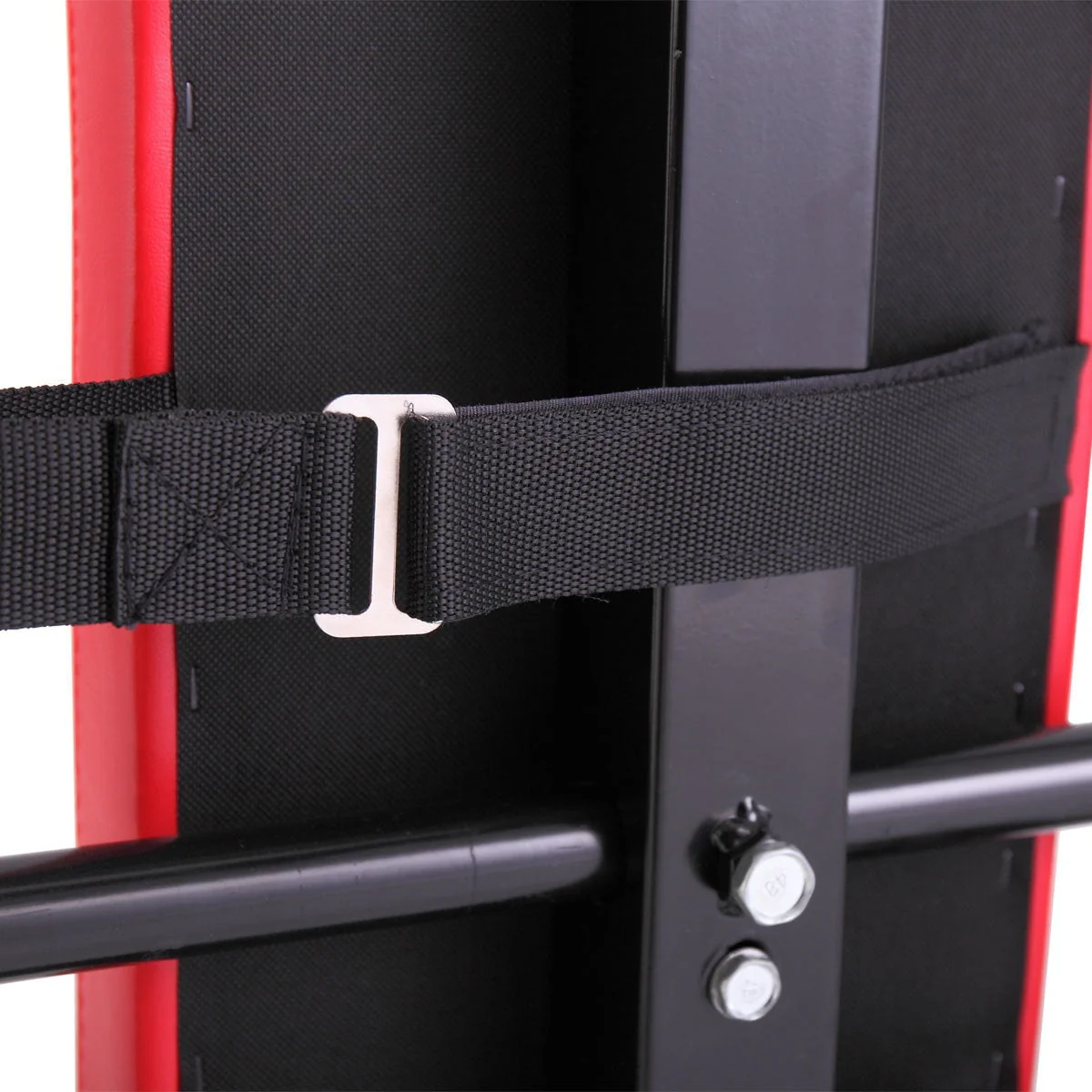 Adjustable Folding Multifunctional Workout Station Adjustable Workout Bench with Squat Rack - black red