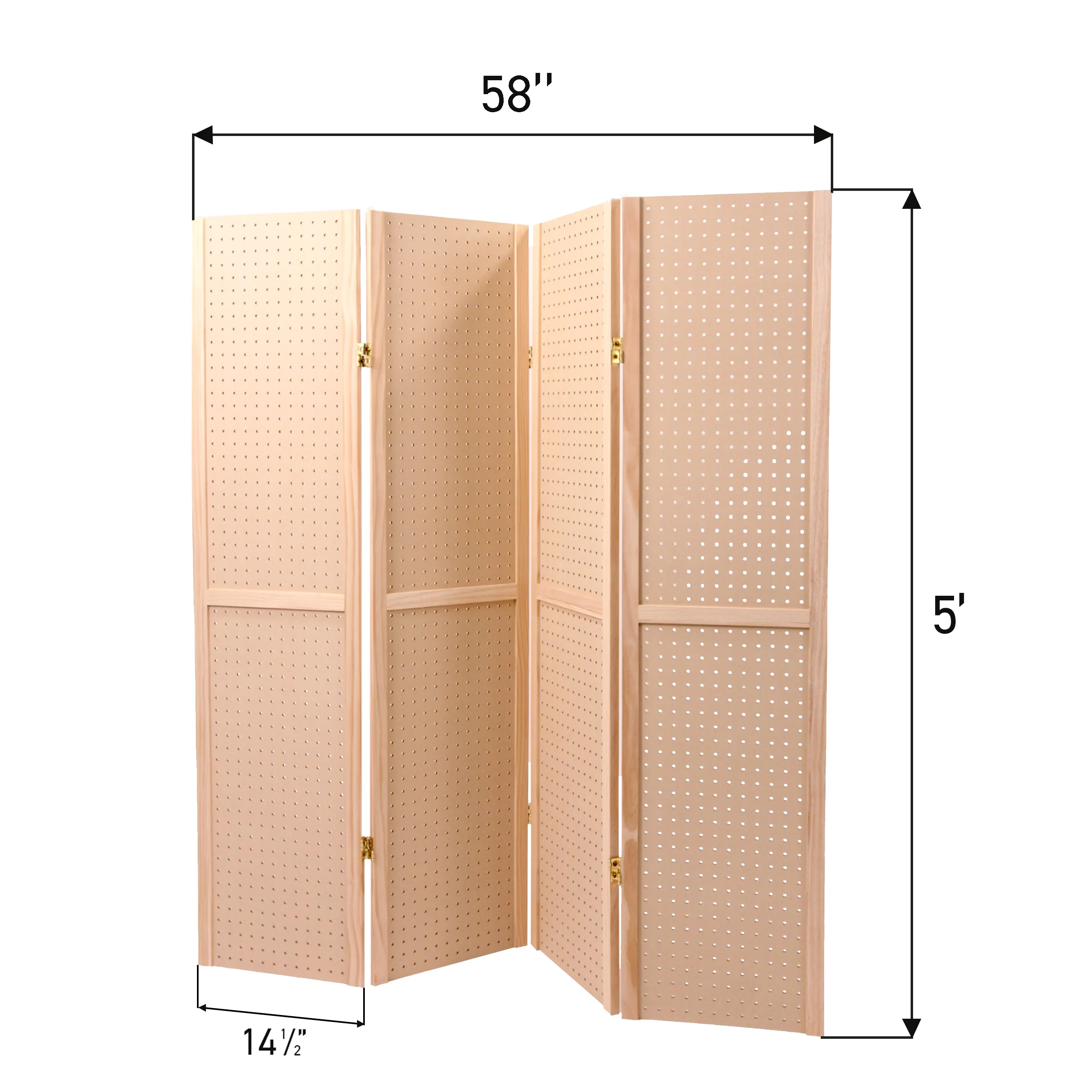 5 Foot 4-Panel Folding Pegboard Stand for Crafting - Versatile Pegboard Display and Room Divider - Paint-Ready Surface for Customization - Perfect for Trade Shows  Flea Markets  and Home Organization
