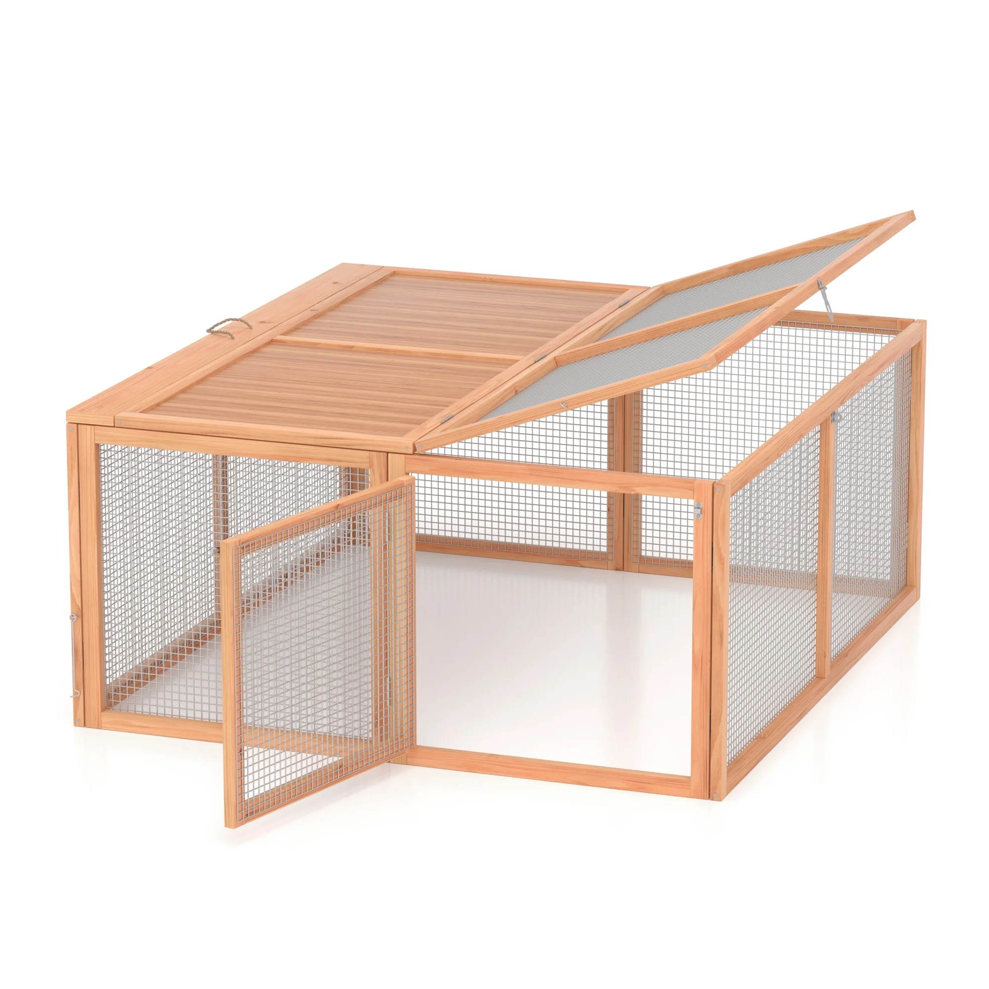 Portable Chicken Coop Run Rabbit Hutch Outdoor Small Animal Cage House Wooden Poultry Enclosure for Bunny, Duck, Chick, Quail, No Assembly Required