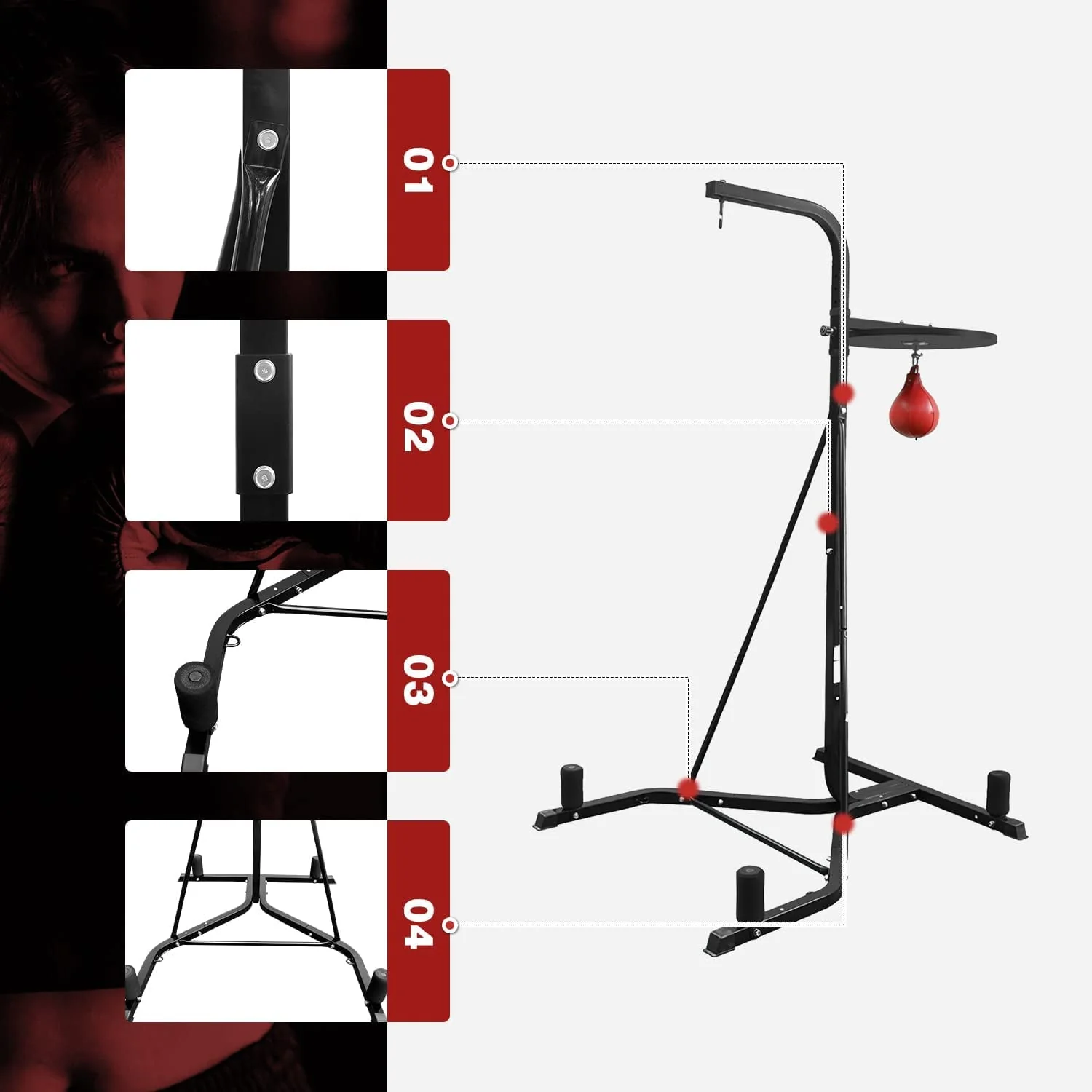 Erommy Boxing Bag Stand Premium Material with Speed Bag for Speed Training, Up to 220 lbs