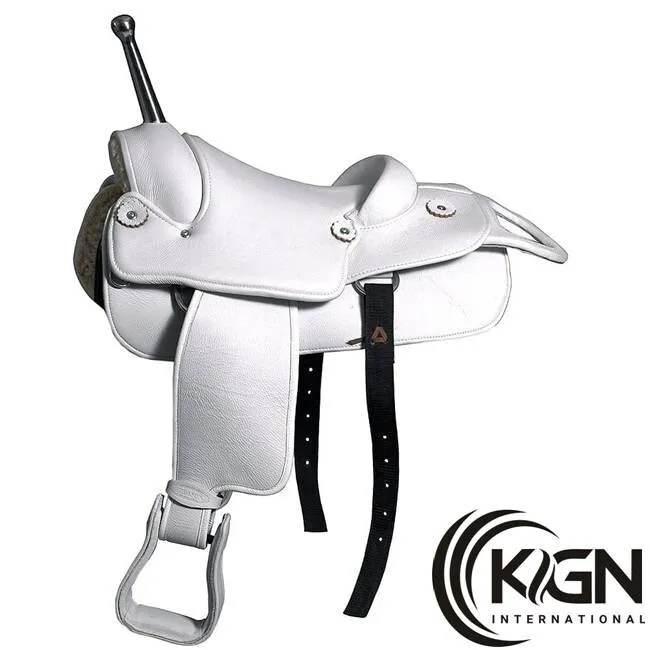 KGN Leather Barrel Racing Horse Saddle, White