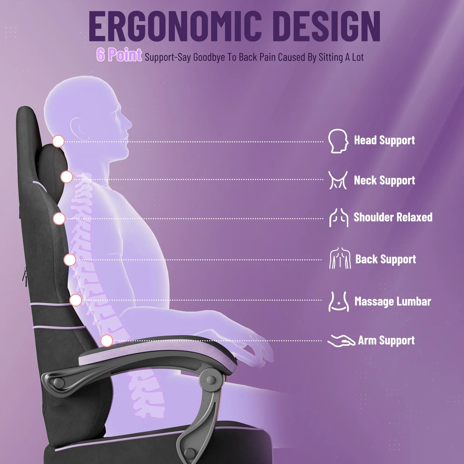 SOONTRANS Gaming Chair for Adults, Velvet Fabric High Back Comfortable Video Game Chair with Footrest and Massage Lumbar Cushion, Racing Computer Desk Chair, Ergonomic Gamer Chair, Black/Grey