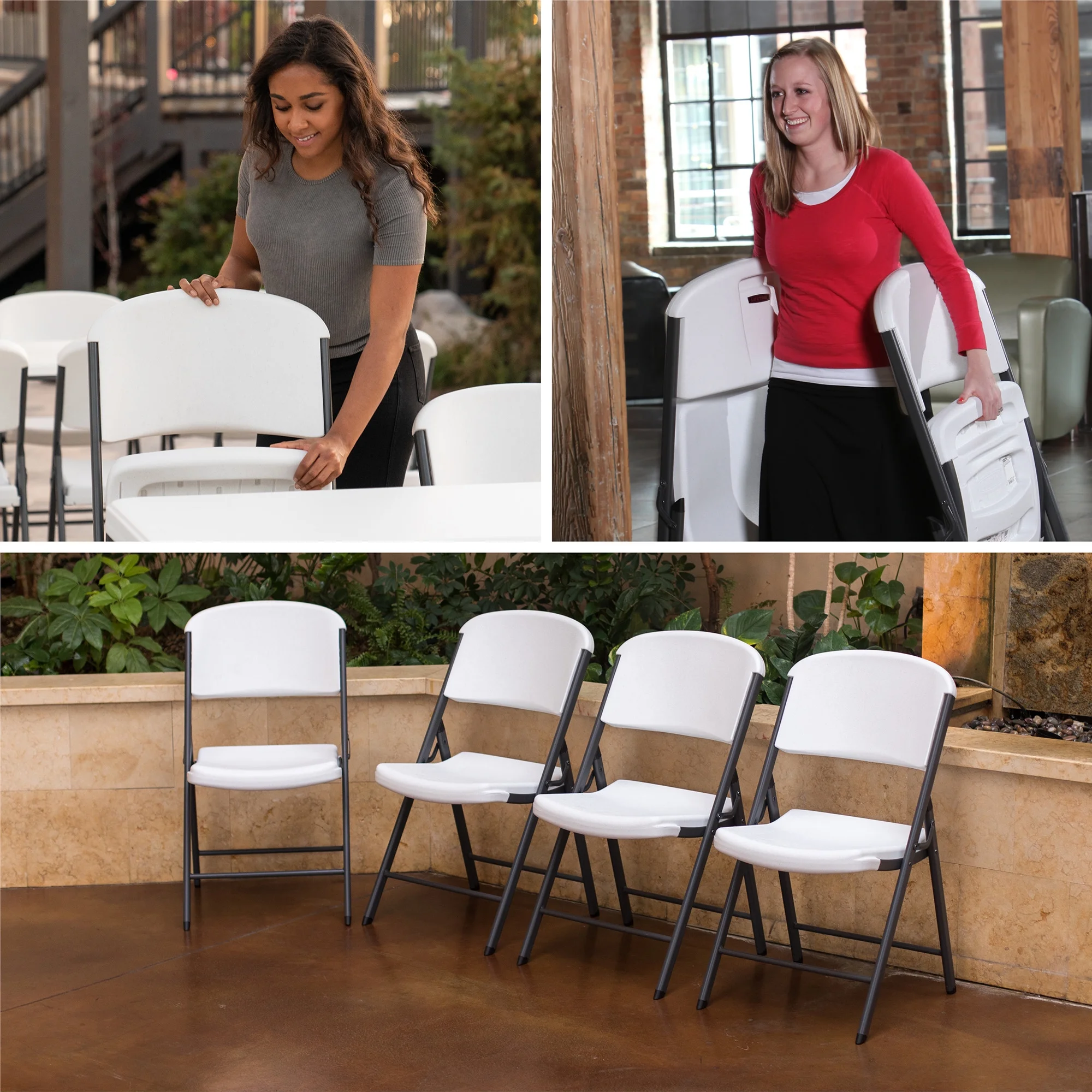 Lifetime Folding Chair, Indoor/Outdoor Commercial, White Granite, 4 Pack (42804)