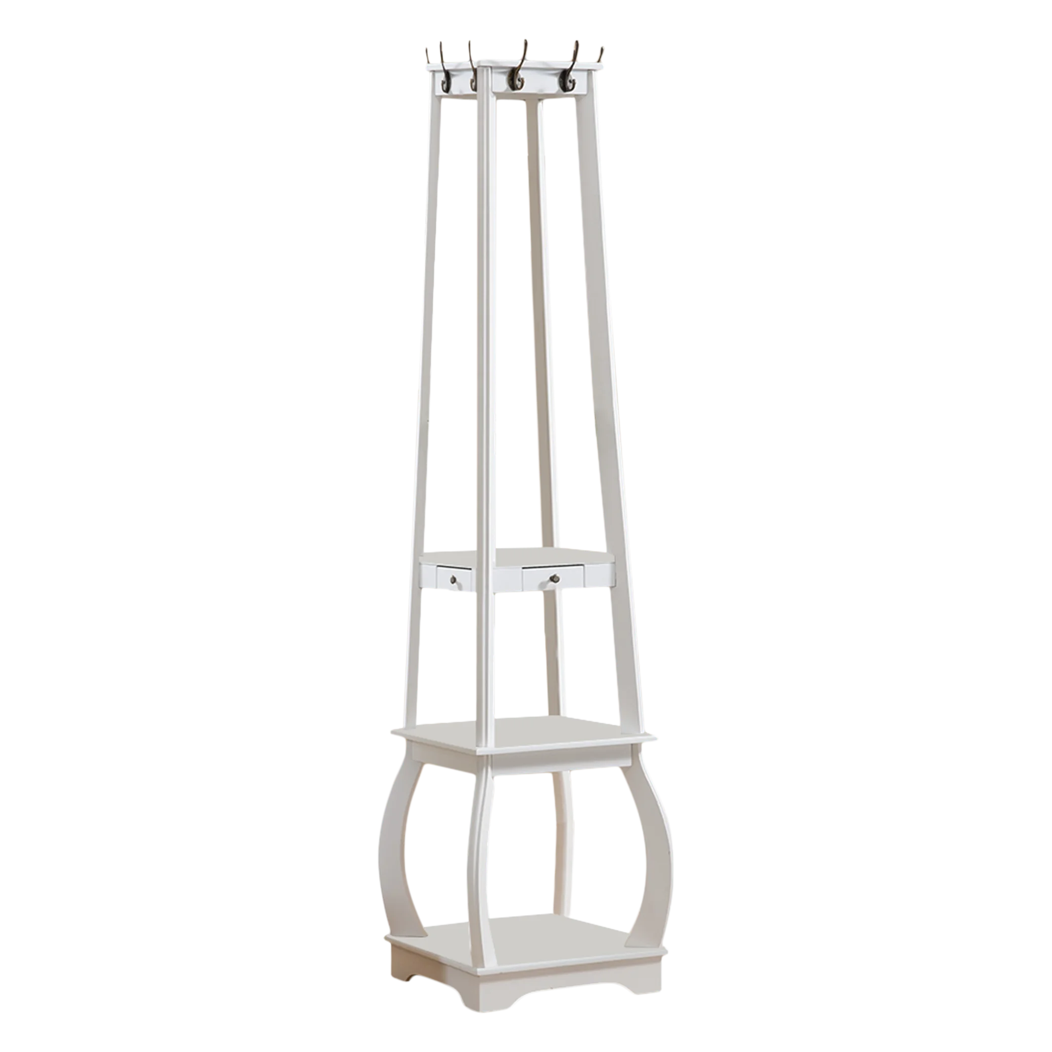 Kings Brand Furniture Entryway Coat Rack with 3 Shelves, 8 Hooks, & 1 Drawer, Black