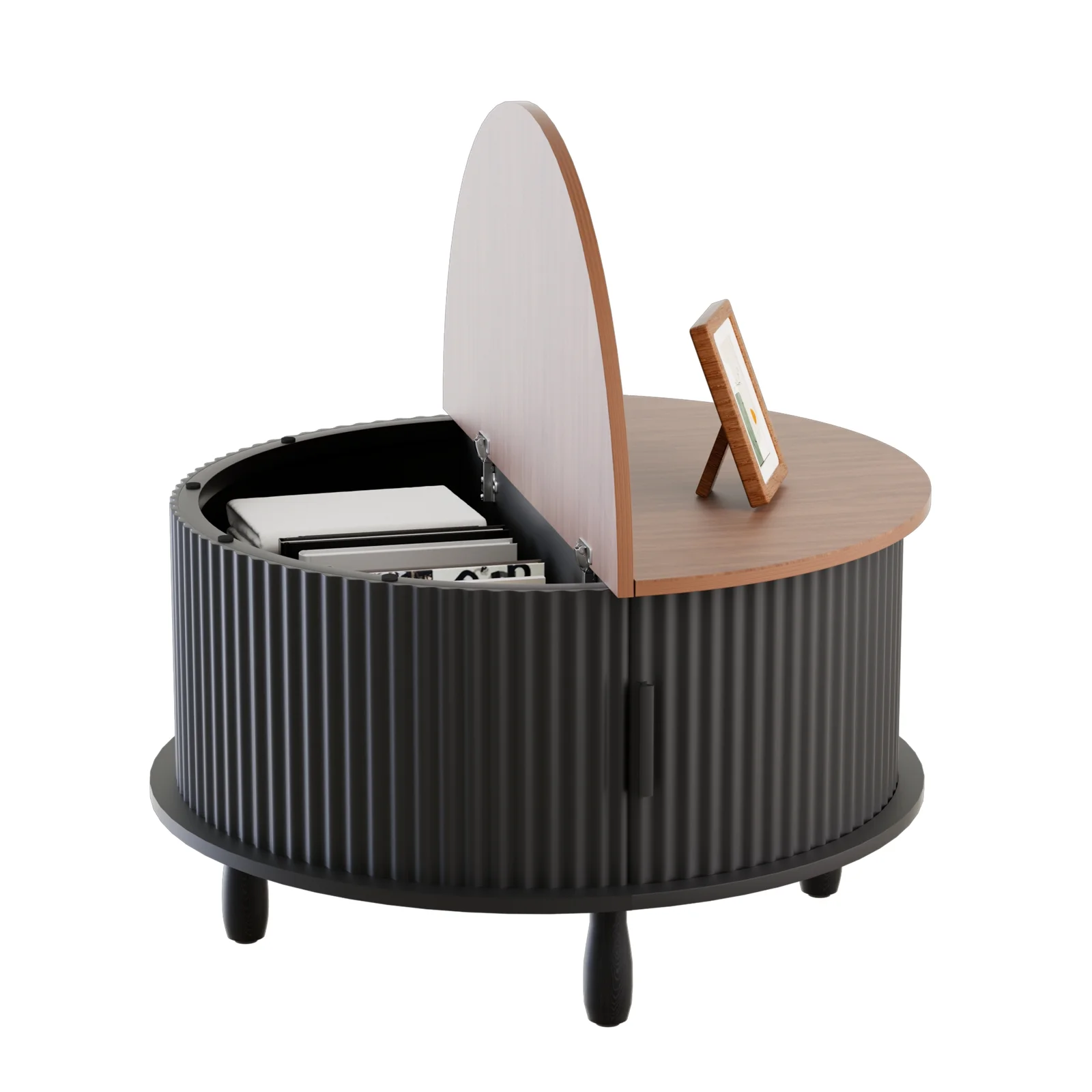 RUMLIVE Round Coffee Table with Storage, 30.7