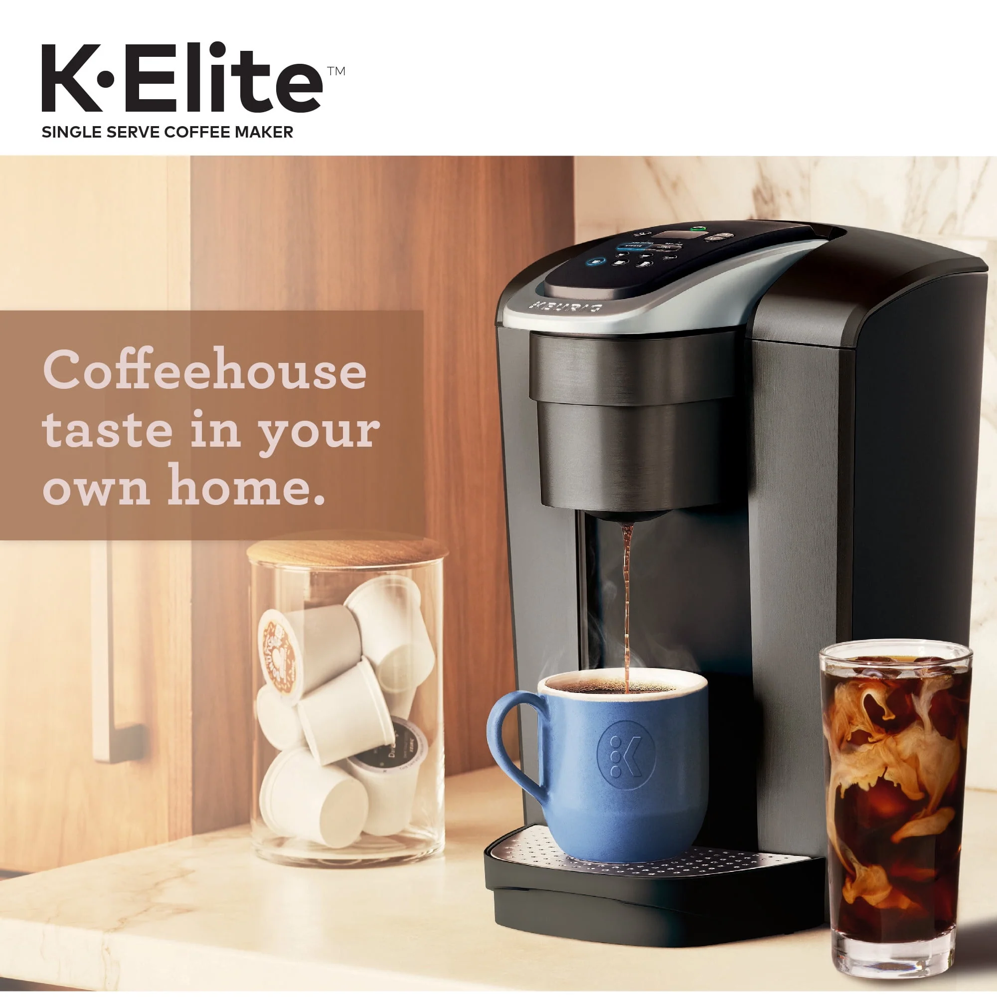 Keurig K-Elite Single-Serve K-Cup Pod Coffee Maker, Brushed Slate