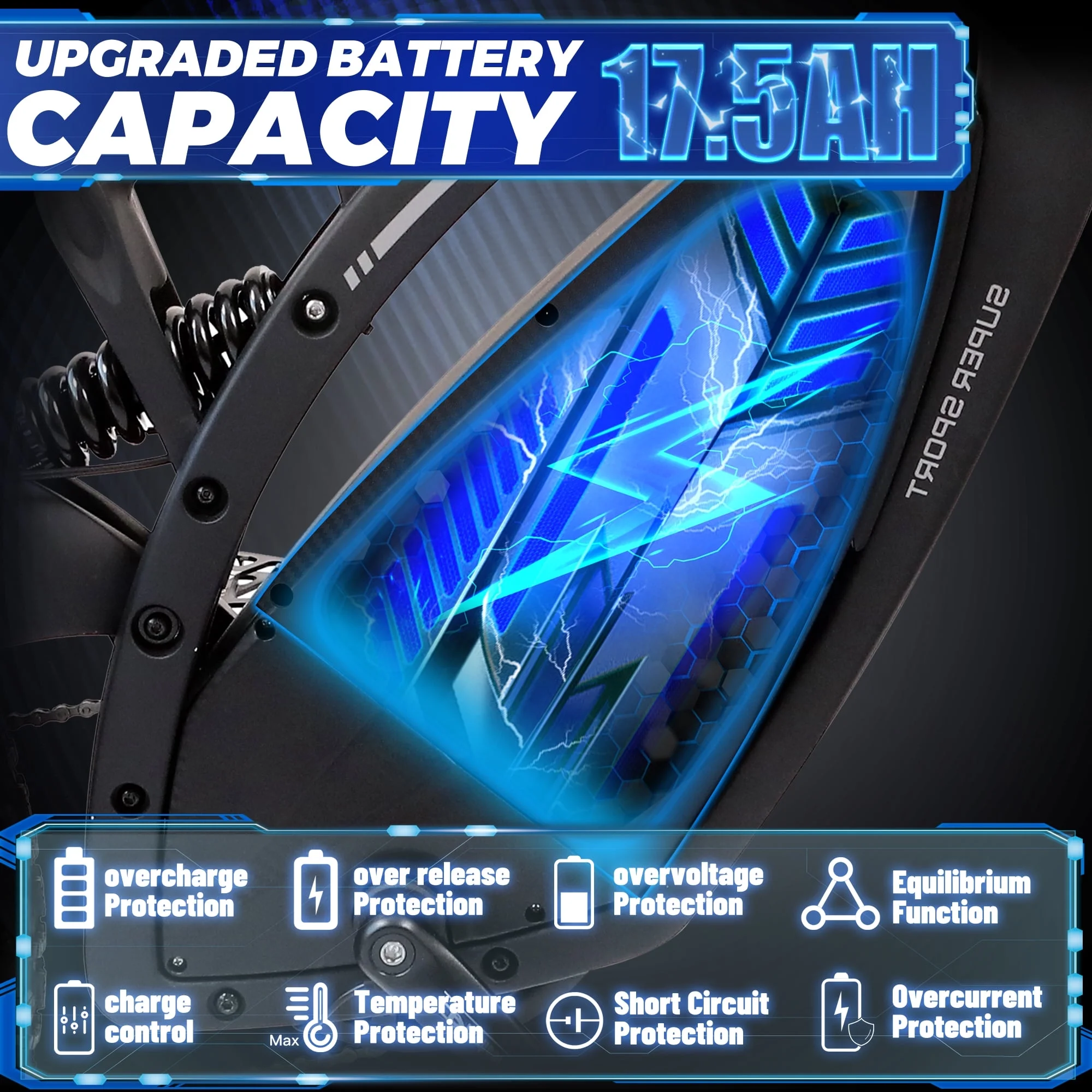 Ecotric Electric MTB Bike 18 Ah 48 V 750 W Battery 26 In. 4.8 In. Fat Tire Full Suspension Fork Aluminum Frame Men's Mountain Bike Beach E-Bike Snow Bicycle for Adults A-E516646